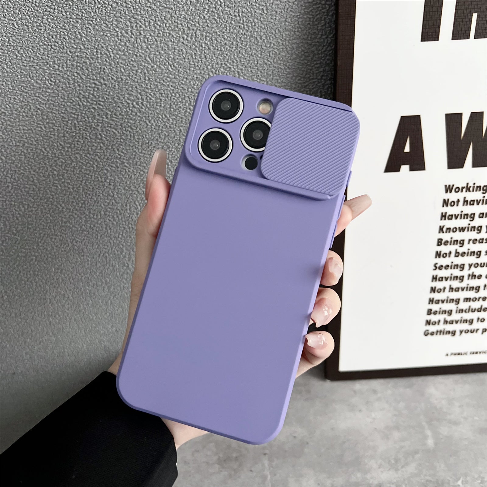 TMT Series for iPhone 14 Pro Max Cell Phone Case Slide Lens Protection TPU Slim-Fit Back Cover - Purple