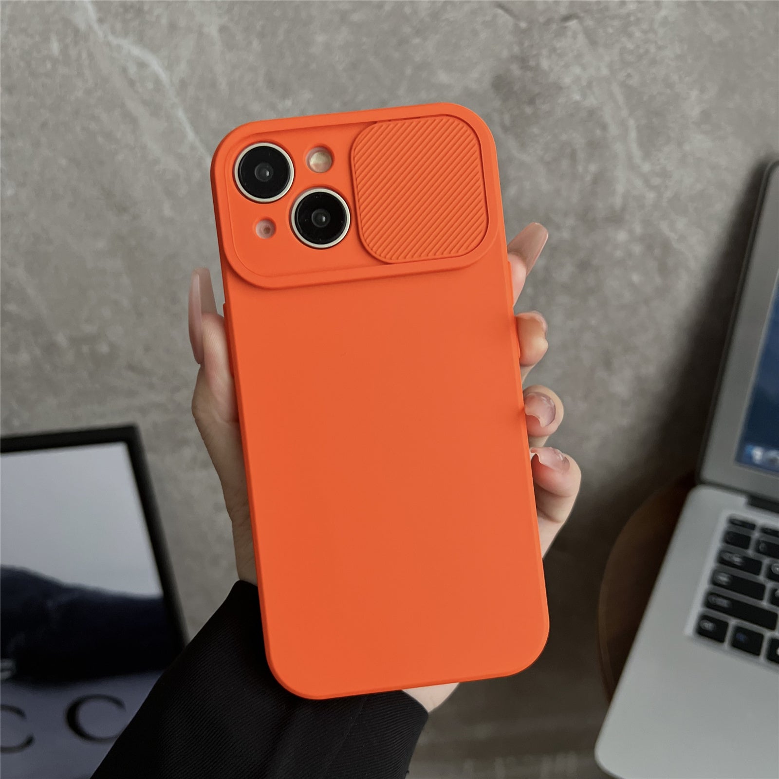 TMT Series for iPhone 14 Cell Phone Case Soft TPU Anti-scratch Cover Slide Lens Lid - Baby Blue