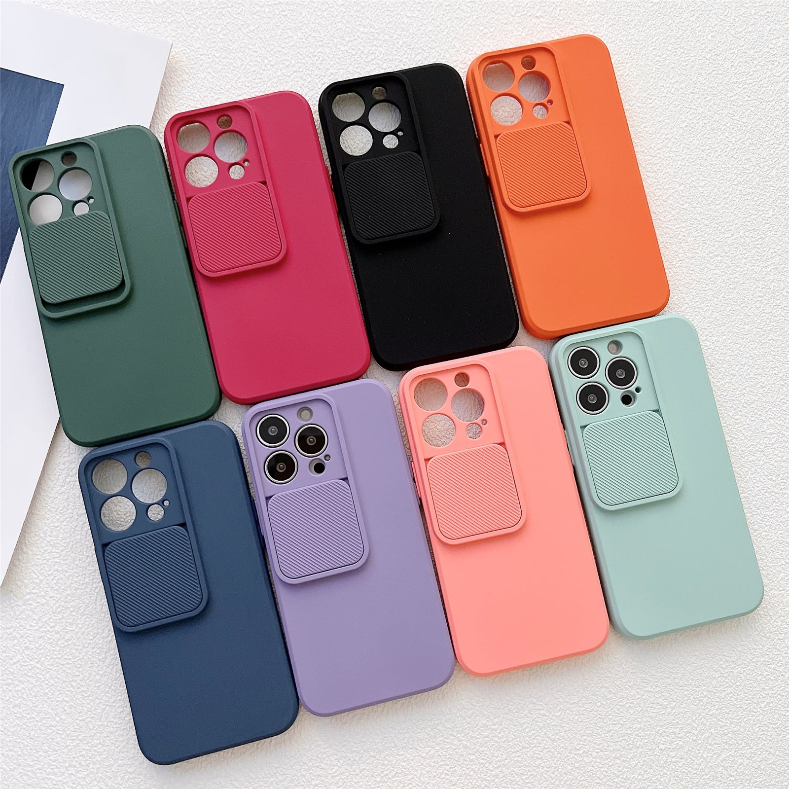 For iPhone 14 Pro TPU Case TMT Series Vertical Slide Camera Protection Phone Cover - Black