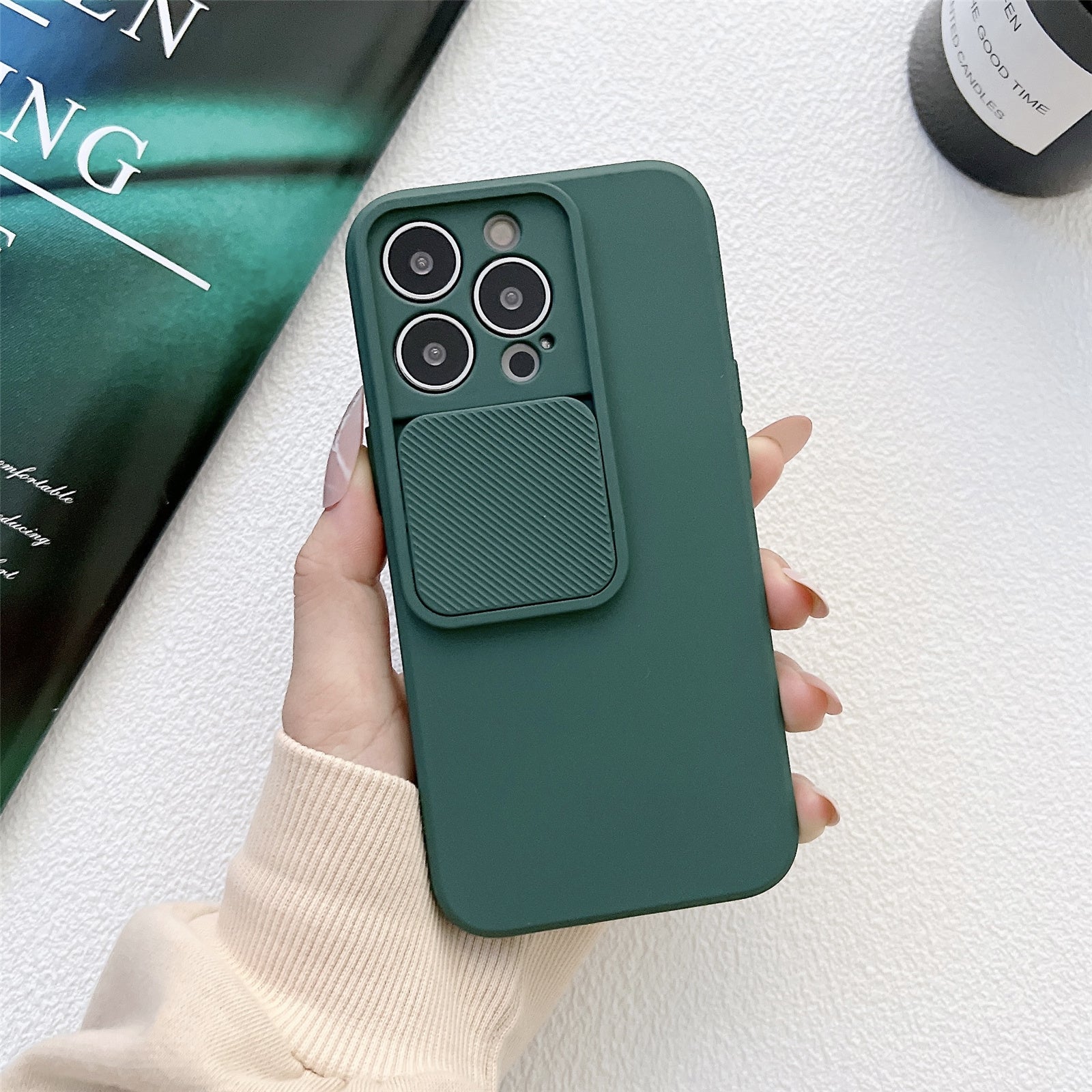 For iPhone 14 Pro TPU Case TMT Series Vertical Slide Camera Protection Phone Cover - Black