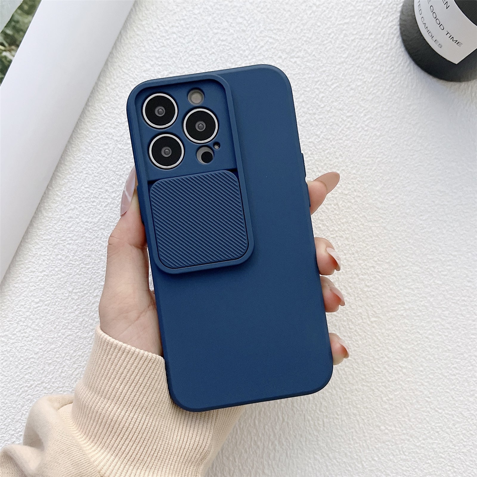 TMT Series for iPhone 13 Pro Phone Case with Vertical Slide Camera Cover - Black
