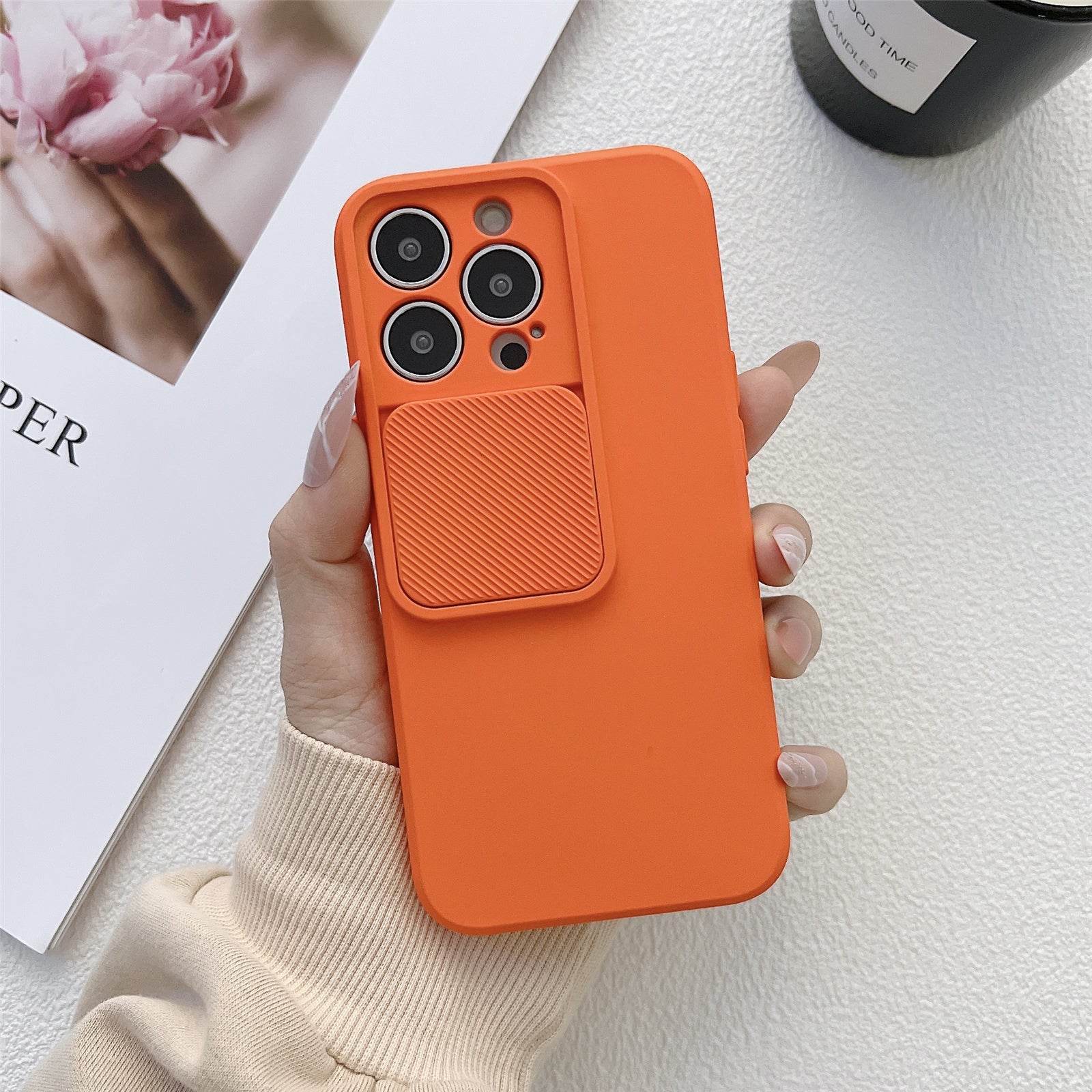 TMT Series for iPhone 13 Pro Phone Case with Vertical Slide Camera Cover - Black