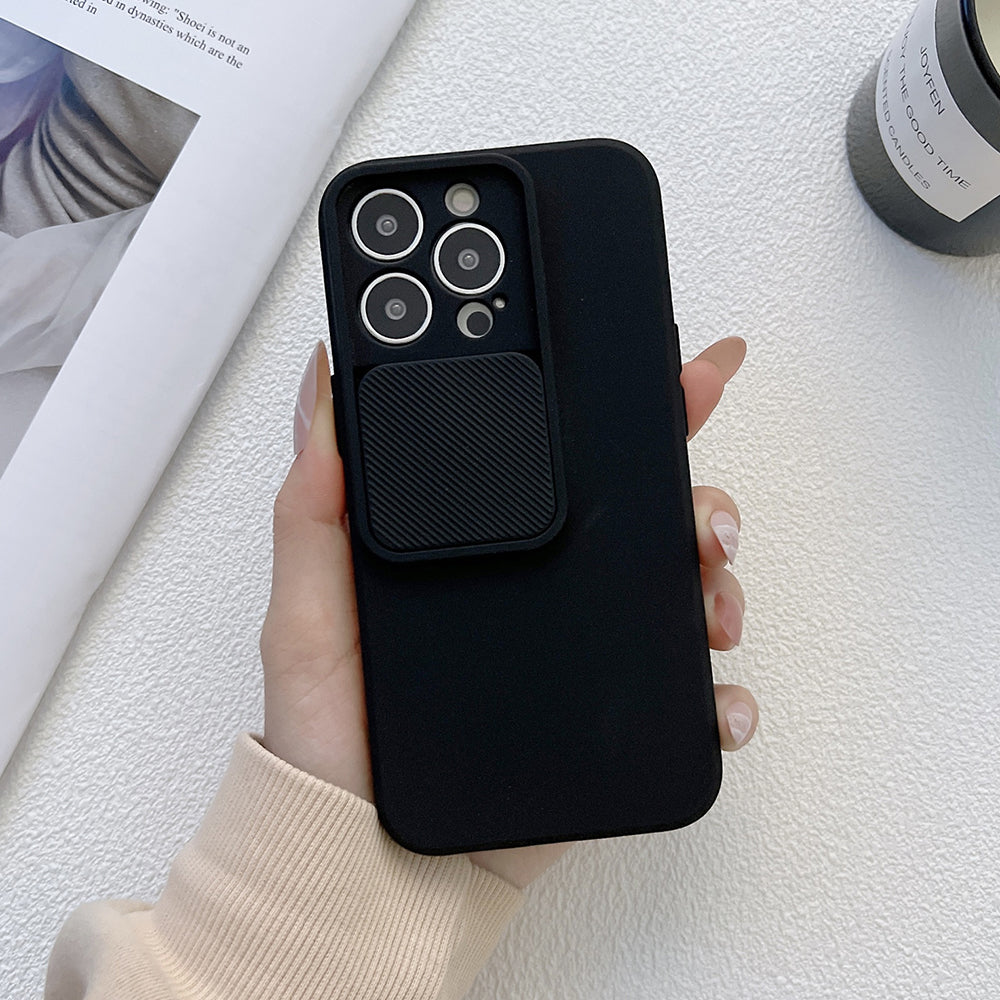 TMT Series for iPhone 13 Pro Max Phone Case Vertical Slide Camera Lens Protection TPU Cover - Black