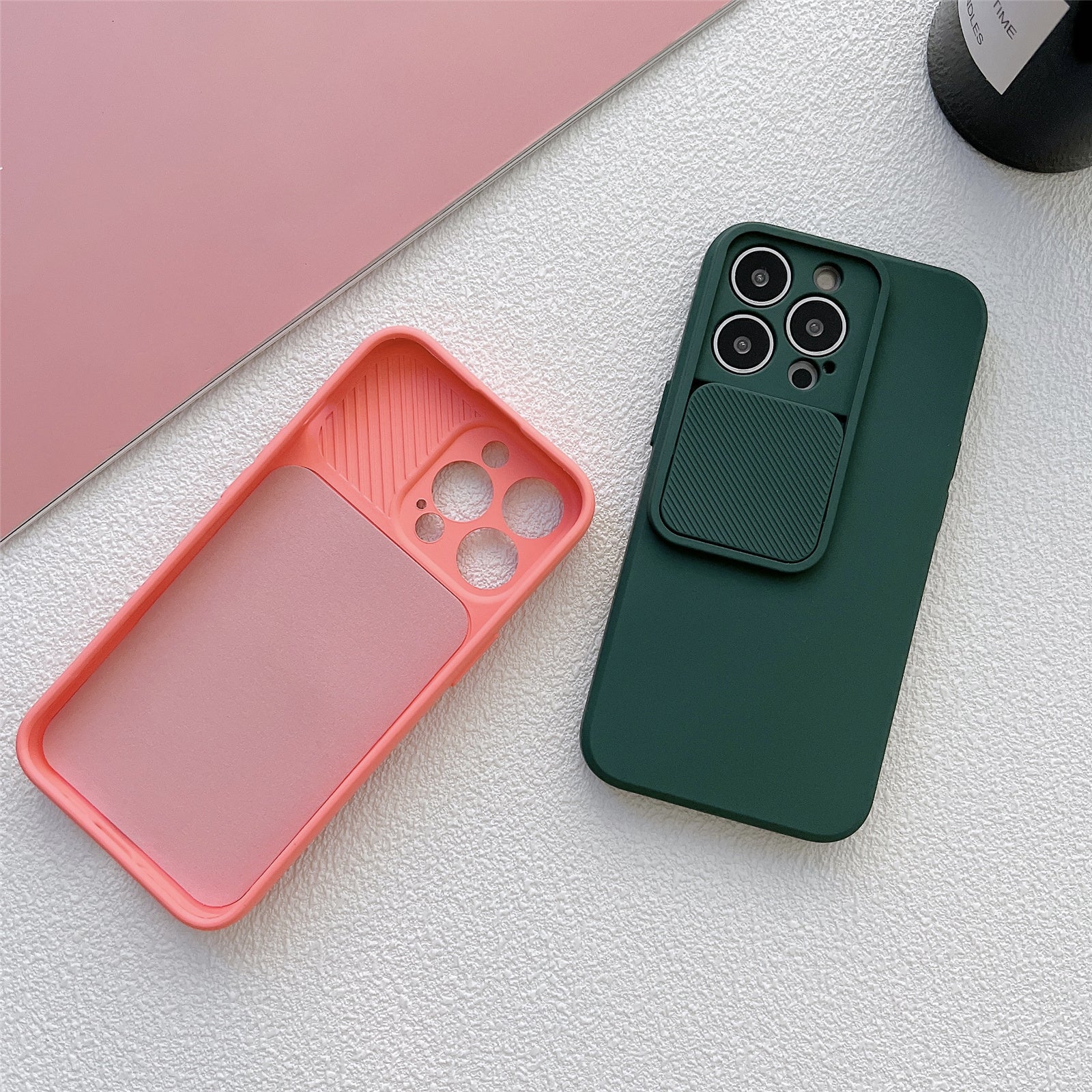 TMT Series for iPhone 13 Pro Max Phone Case Vertical Slide Camera Lens Protection TPU Cover - Black