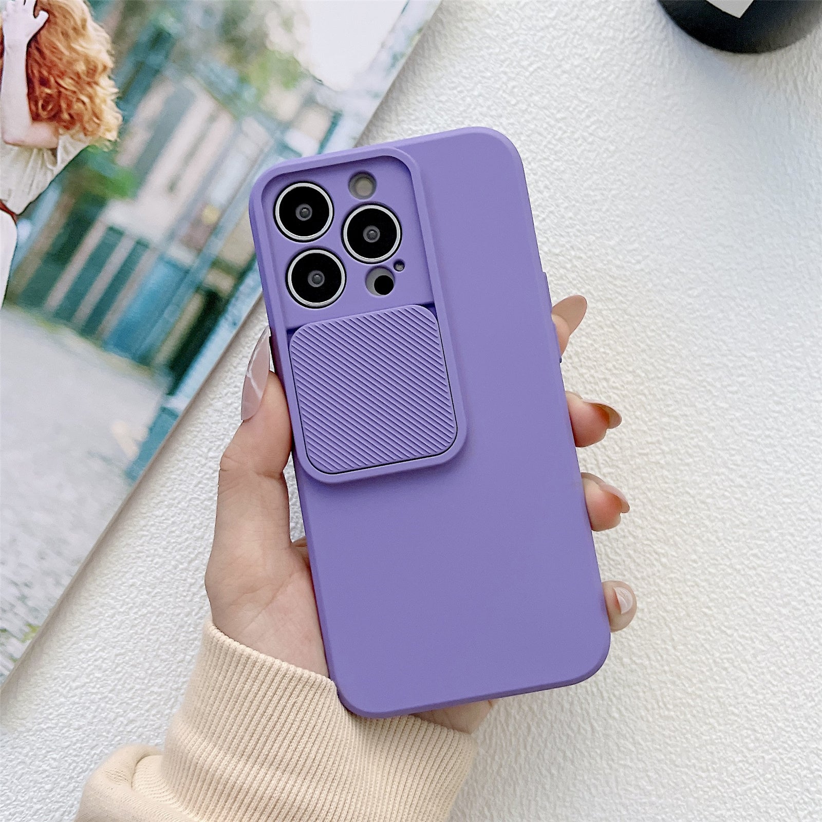 TMT Series for iPhone 13 Pro Max Phone Case Vertical Slide Camera Lens Protection TPU Cover - Black
