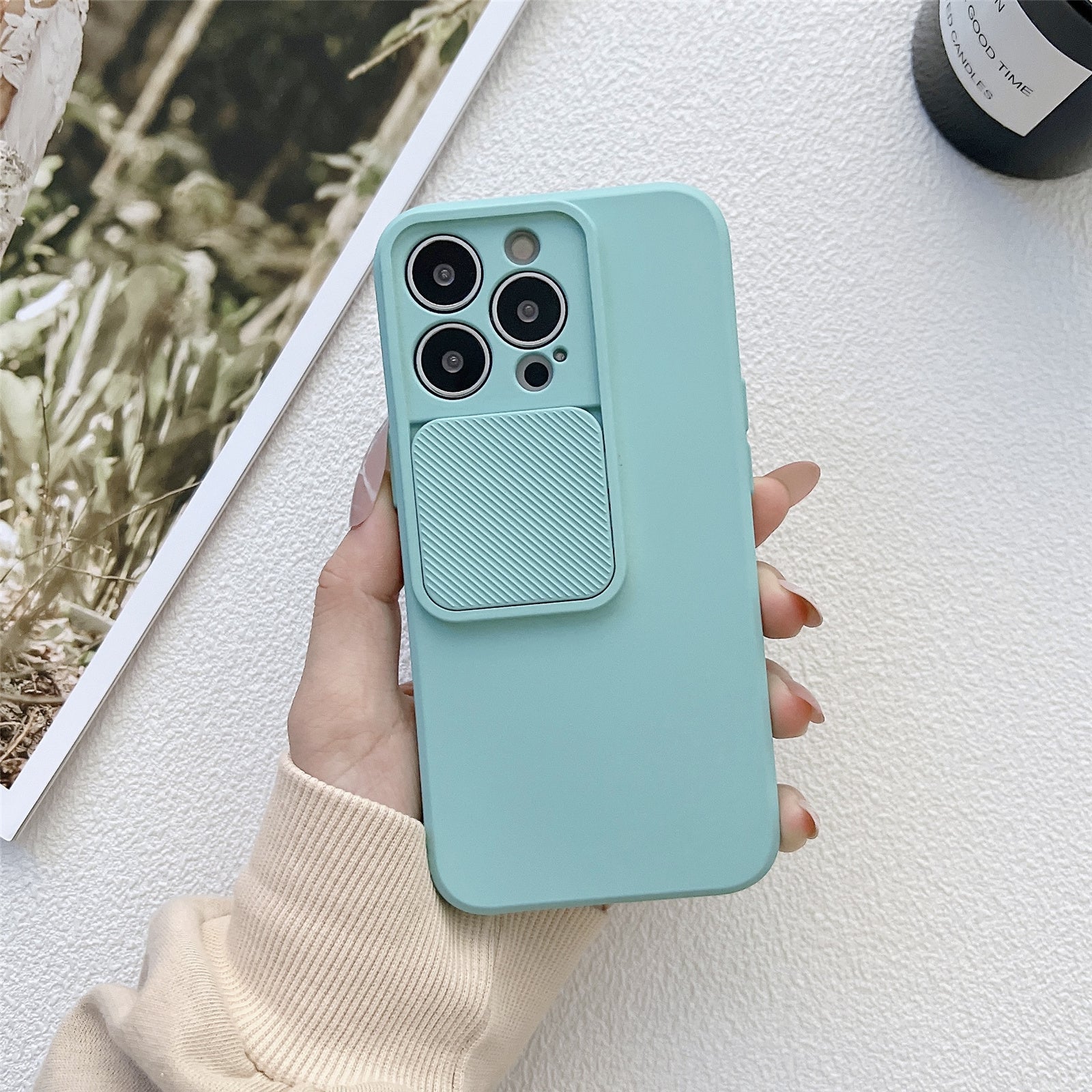 TMT Series for iPhone 13 Pro Max Phone Case Vertical Slide Camera Lens Protection TPU Cover - Black