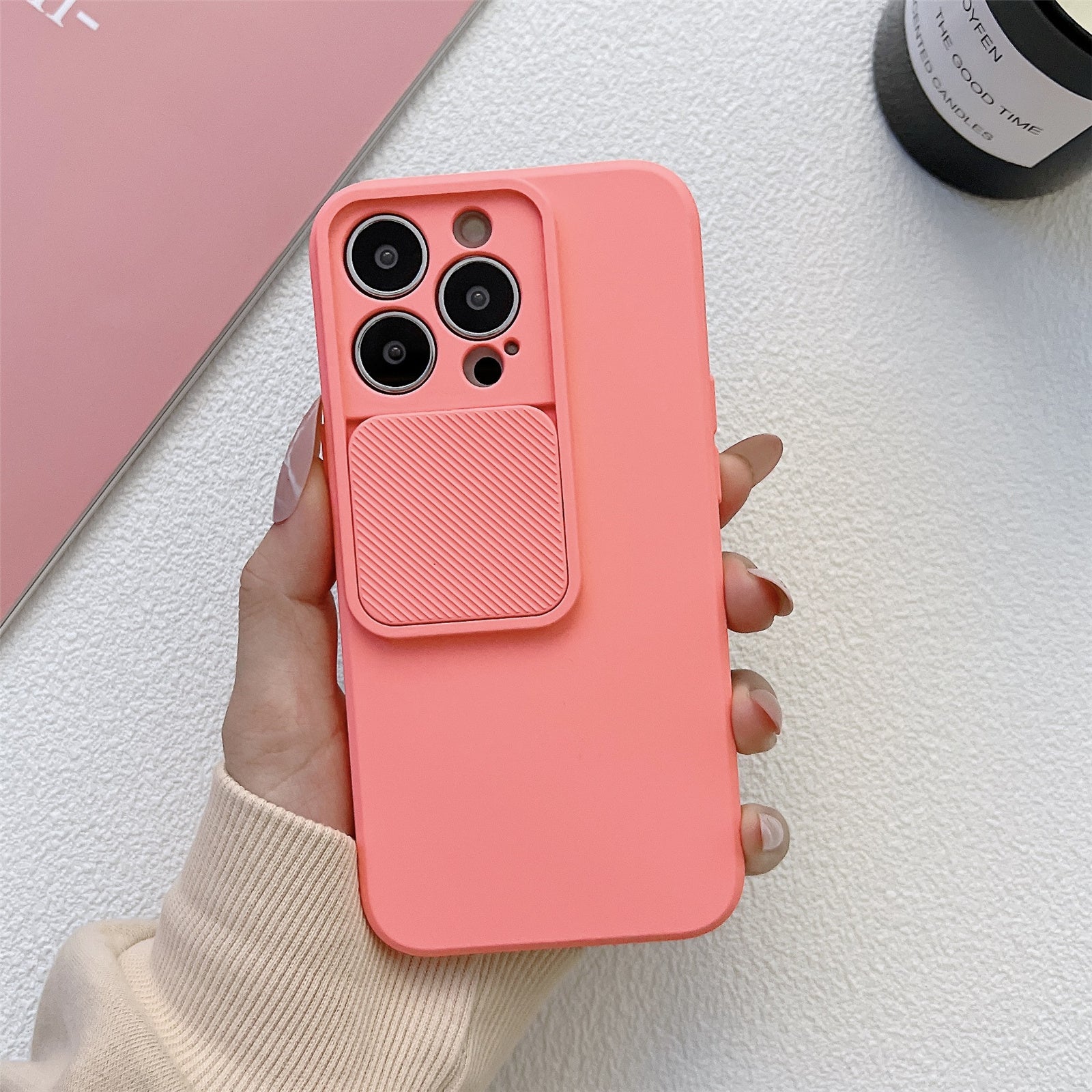 TMT Series for iPhone 13 Pro Max Phone Case Vertical Slide Camera Lens Protection TPU Cover - Black