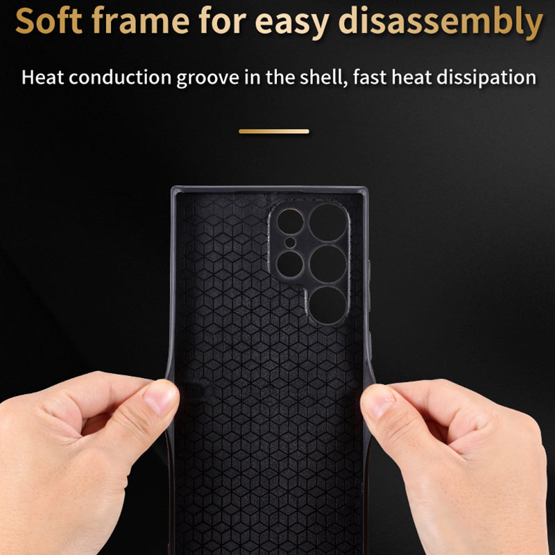 AZNS For Samsung Galaxy S24 Ultra Cell Phone Case Imprint PU Leather+TPU Drop-proof Cover - Brown
