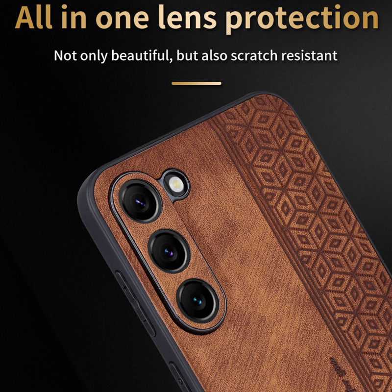 AZNS For Samsung Galaxy S24+ Imprinted Case PU Leather+TPU Mobile Phone Guard Cover - Brown