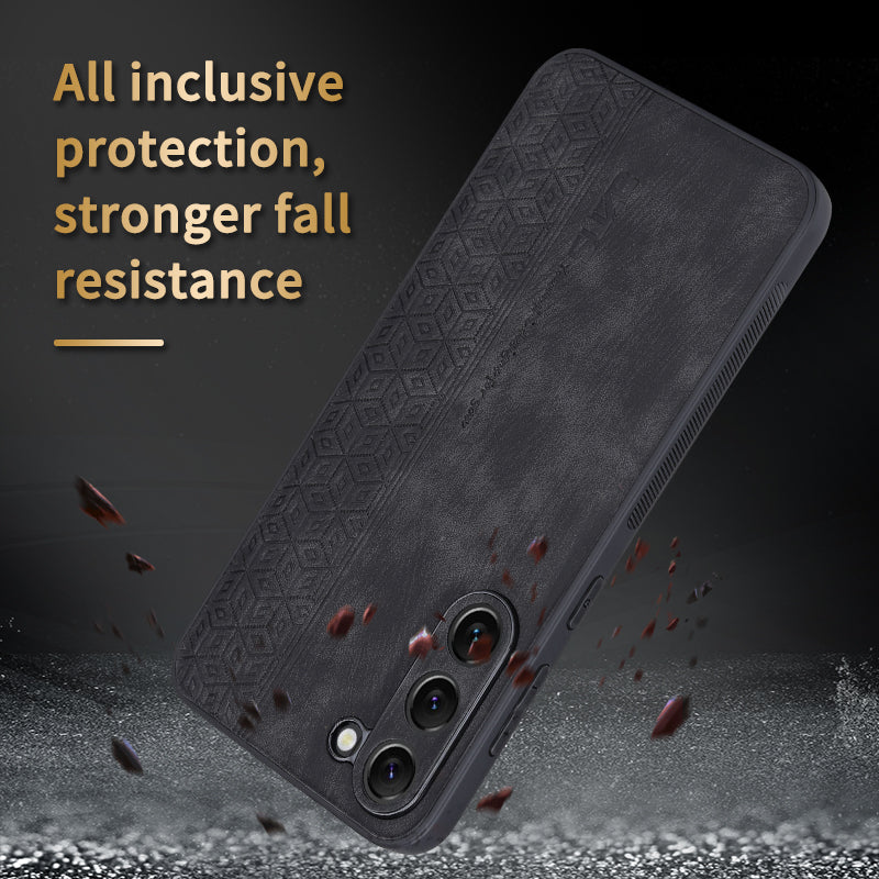 AZNS For Samsung Galaxy S24+ Imprinted Case PU Leather+TPU Mobile Phone Guard Cover - Brown