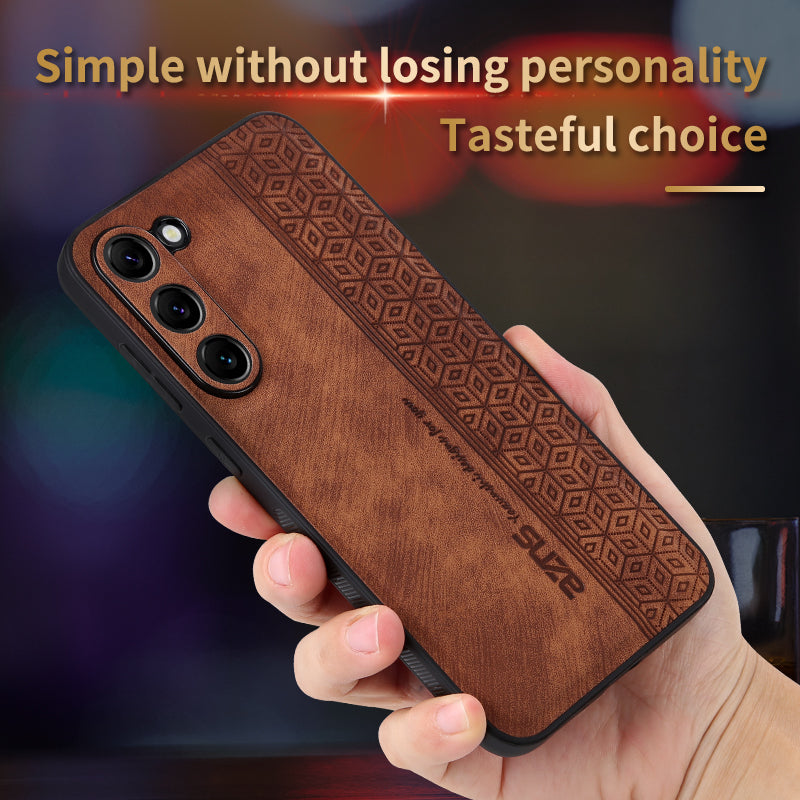 AZNS For Samsung Galaxy S24 Case Imprinted PU Leather+TPU Shock Absorbing Smartphone Shell - Blue