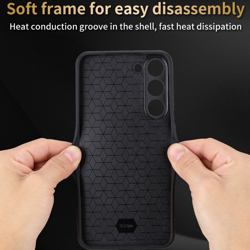 AZNS For Samsung Galaxy S24 Case Imprinted PU Leather+TPU Shock Absorbing Smartphone Shell - Blue