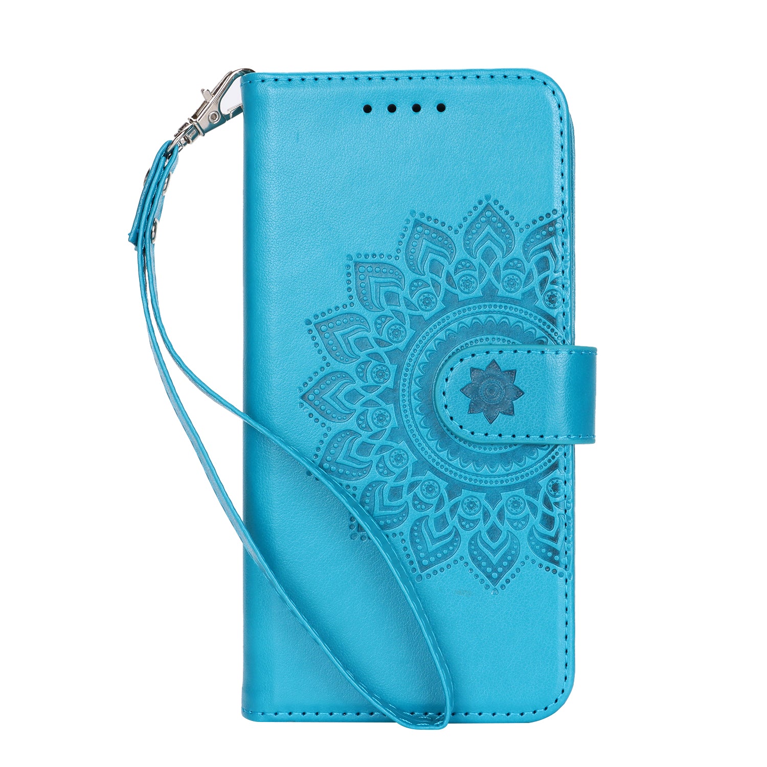 For Samsung Galaxy A52 5G Case PU Leather R61 Texture Wallet Card Slots Phone Cover - Blue