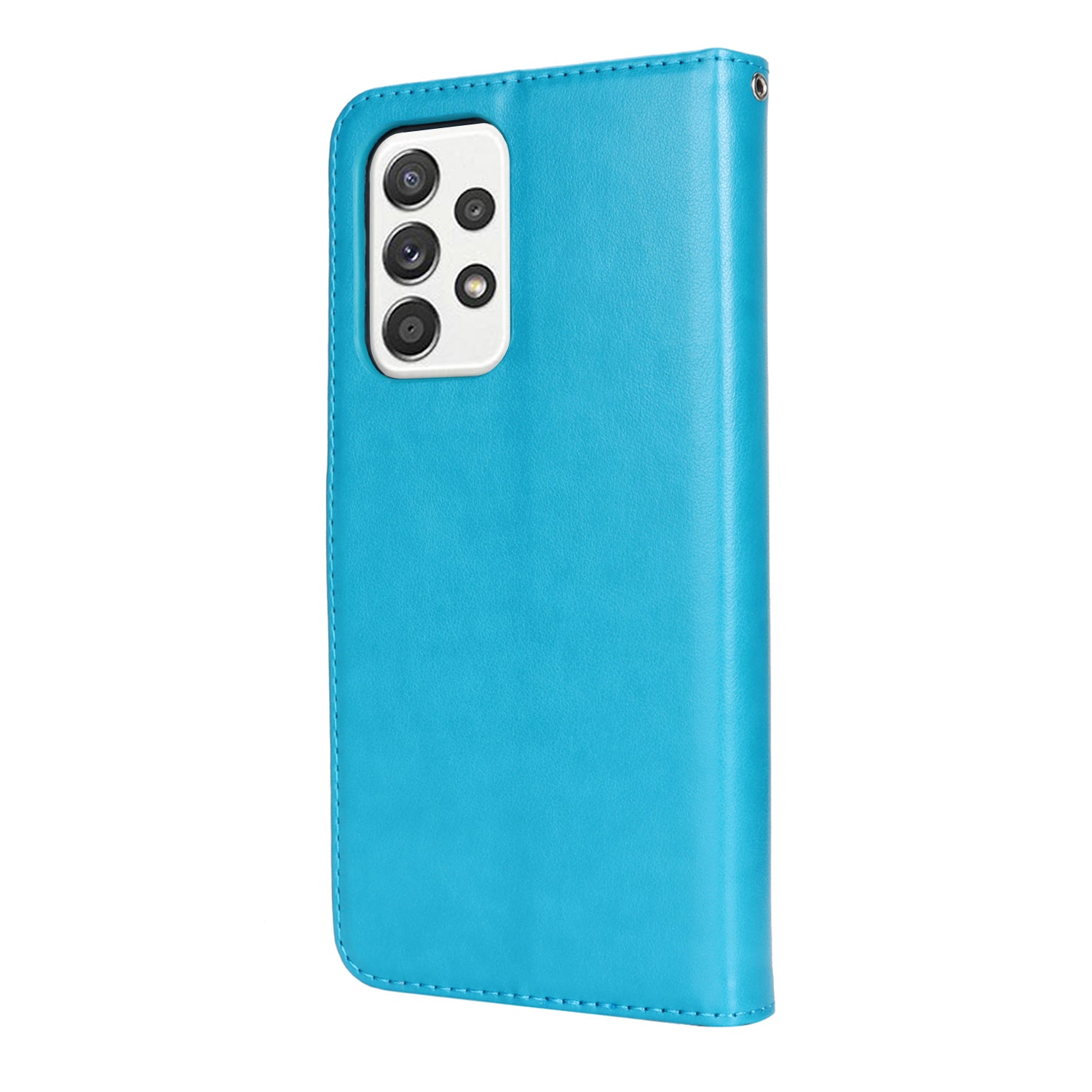 For Samsung Galaxy A52 5G Case PU Leather R61 Texture Wallet Card Slots Phone Cover - Blue