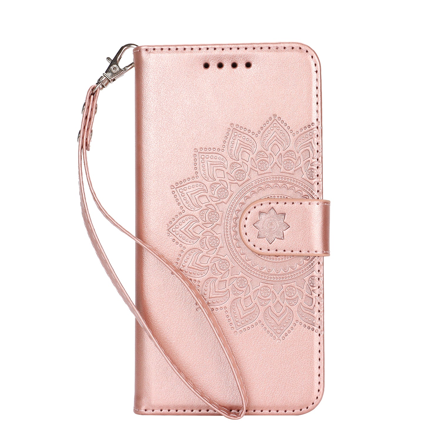 For Samsung Galaxy A54 5G Cell Phone Case Imprint R61 Texture Anti-drop PU Leather Wallet Cover - Rose Gold