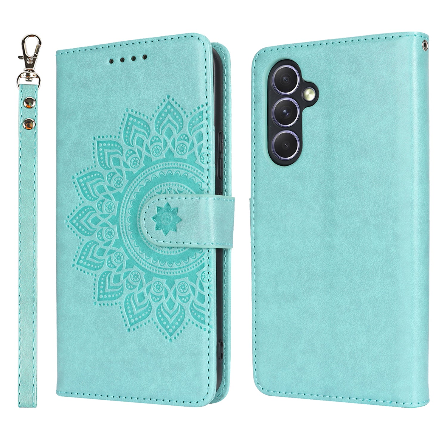 For Samsung Galaxy A54 5G Cell Phone Case Imprint R61 Texture Anti-drop PU Leather Wallet Cover - Rose Gold