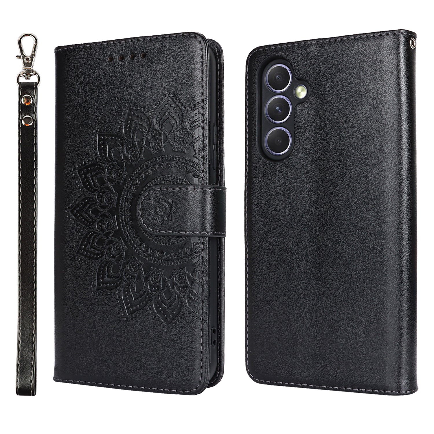 For Samsung Galaxy A54 5G Cell Phone Case Imprint R61 Texture Anti-drop PU Leather Wallet Cover - Rose Gold