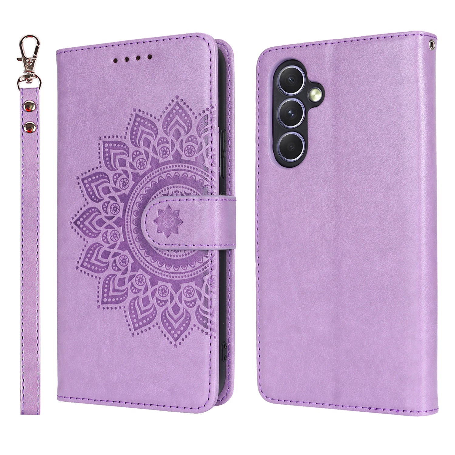 For Samsung Galaxy A54 5G Cell Phone Case Imprint R61 Texture Anti-drop PU Leather Wallet Cover - Rose Gold