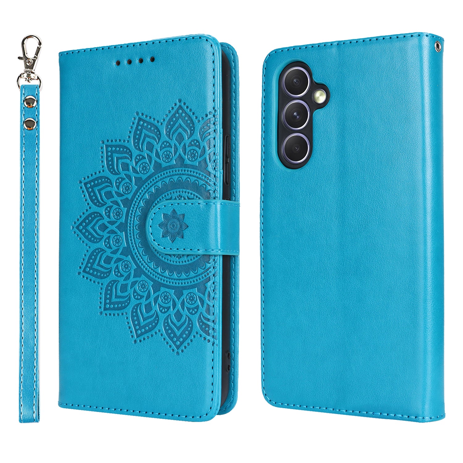 For Samsung Galaxy A54 5G Cell Phone Case Imprint R61 Texture Anti-drop PU Leather Wallet Cover - Rose Gold