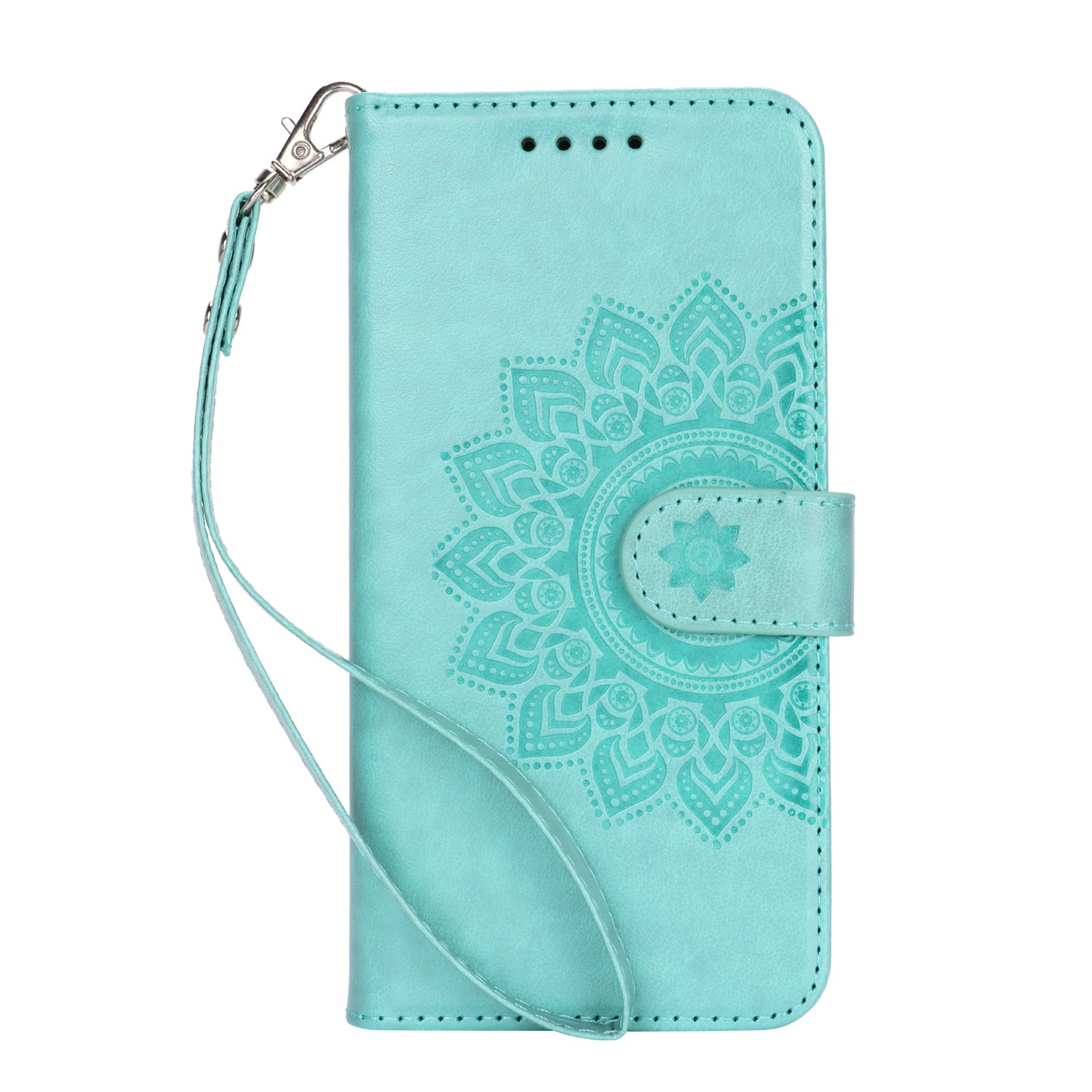 For Samsung Galaxy A34 5G Cell Phone Case R61 Texture Leather Stand Cover with Wrist Strap - Light Green