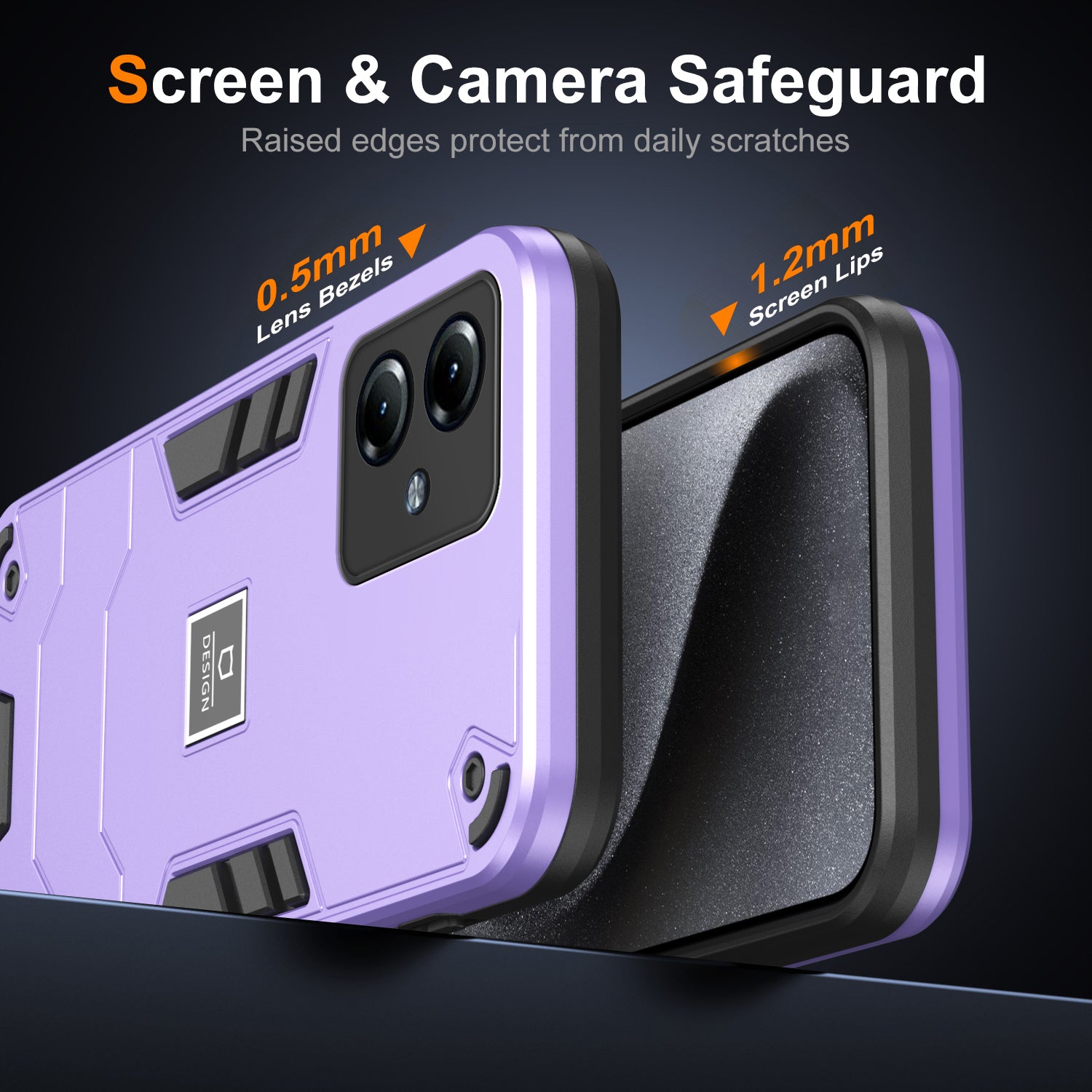 For Motorola Moto G14 4G Phone Case TPU + PC Shock-Absorbing Cover - Purple