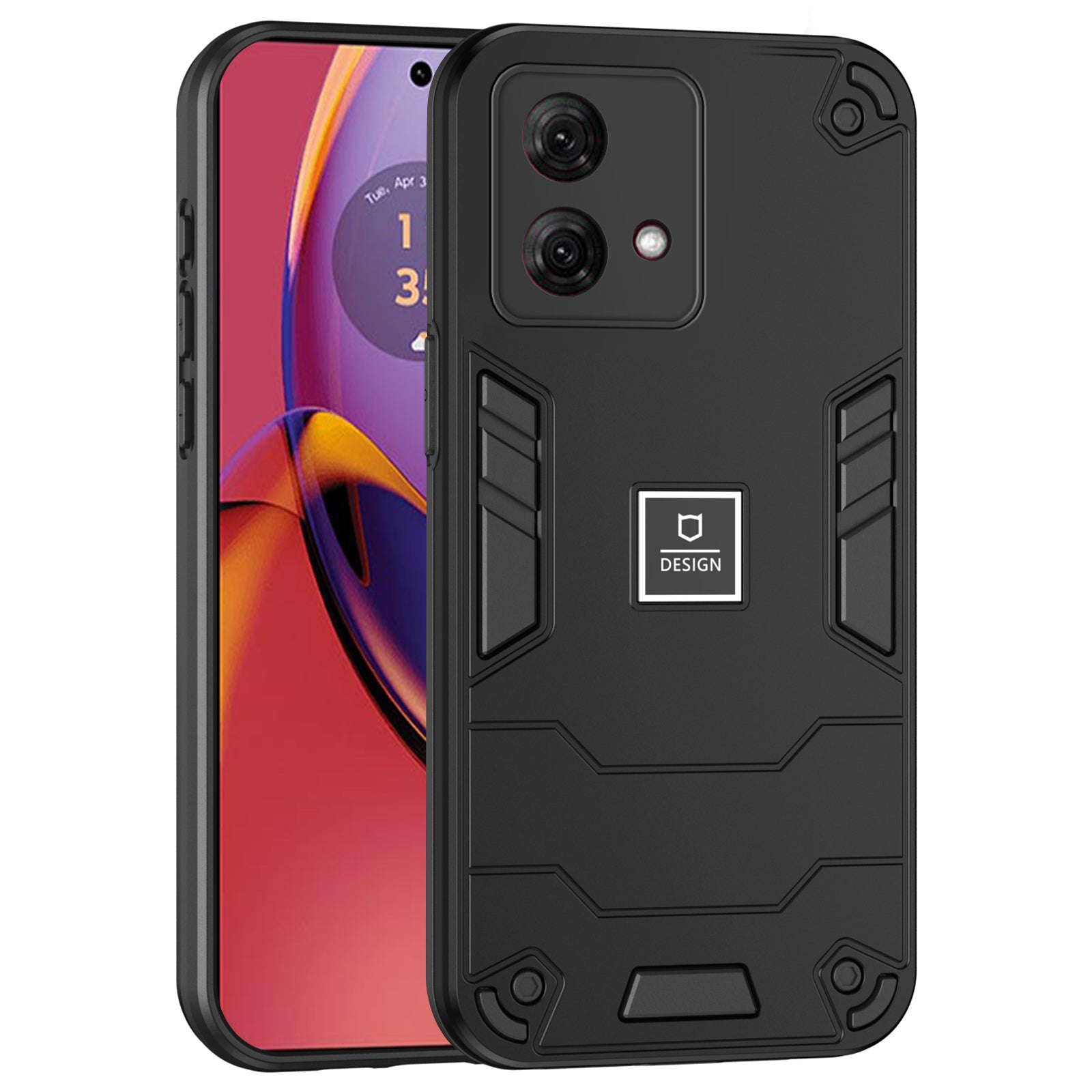 For Motorola Moto G84 5G Phone Case TPU + PC Shockproof Rugged Cover - Black