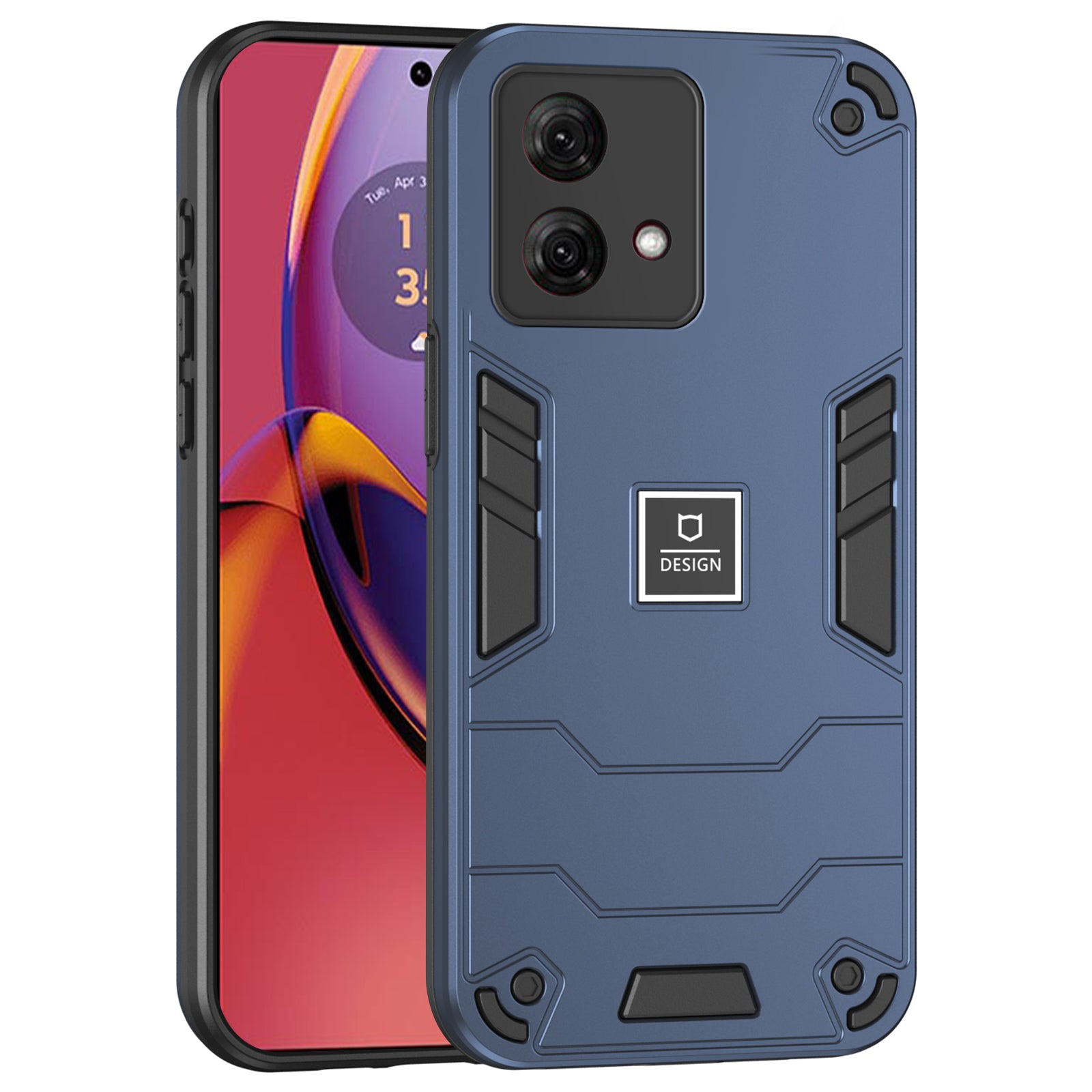 For Motorola Moto G84 5G Phone Case TPU + PC Shockproof Rugged Cover - Black