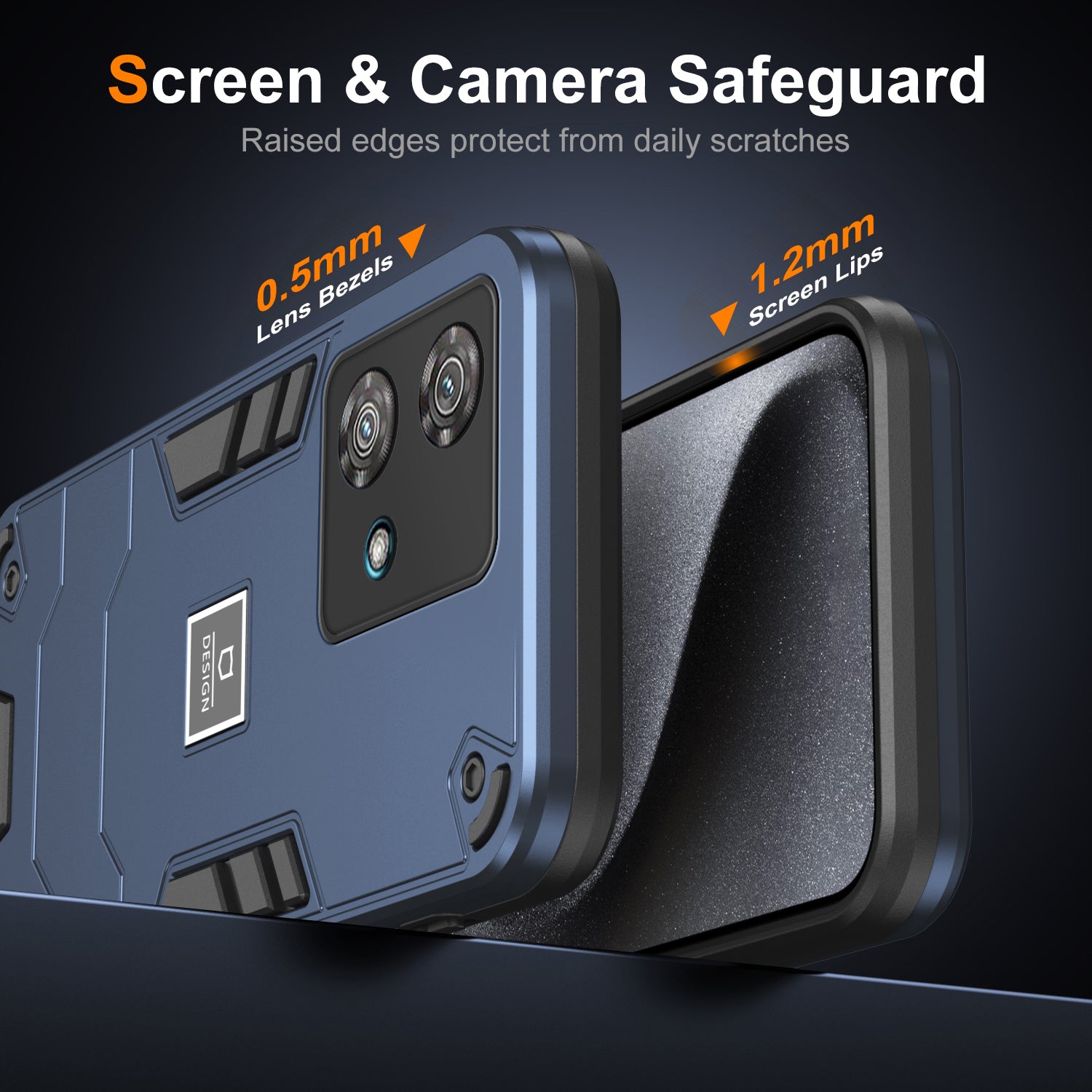 For Motorola Edge 40 Neo 5G Phone Case Dual Layer Hybrid Soft TPU Hard PC Shockproof Cover - Navy Blue