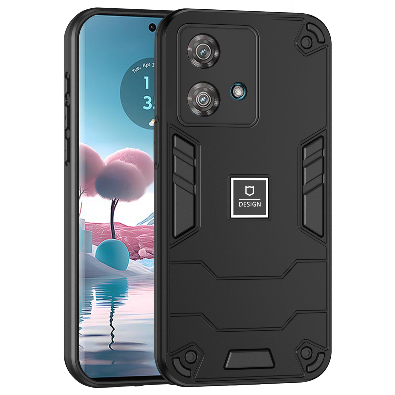 For Motorola Edge 40 Neo 5G Phone Case Dual Layer Hybrid Soft TPU Hard PC Shockproof Cover - Navy Blue