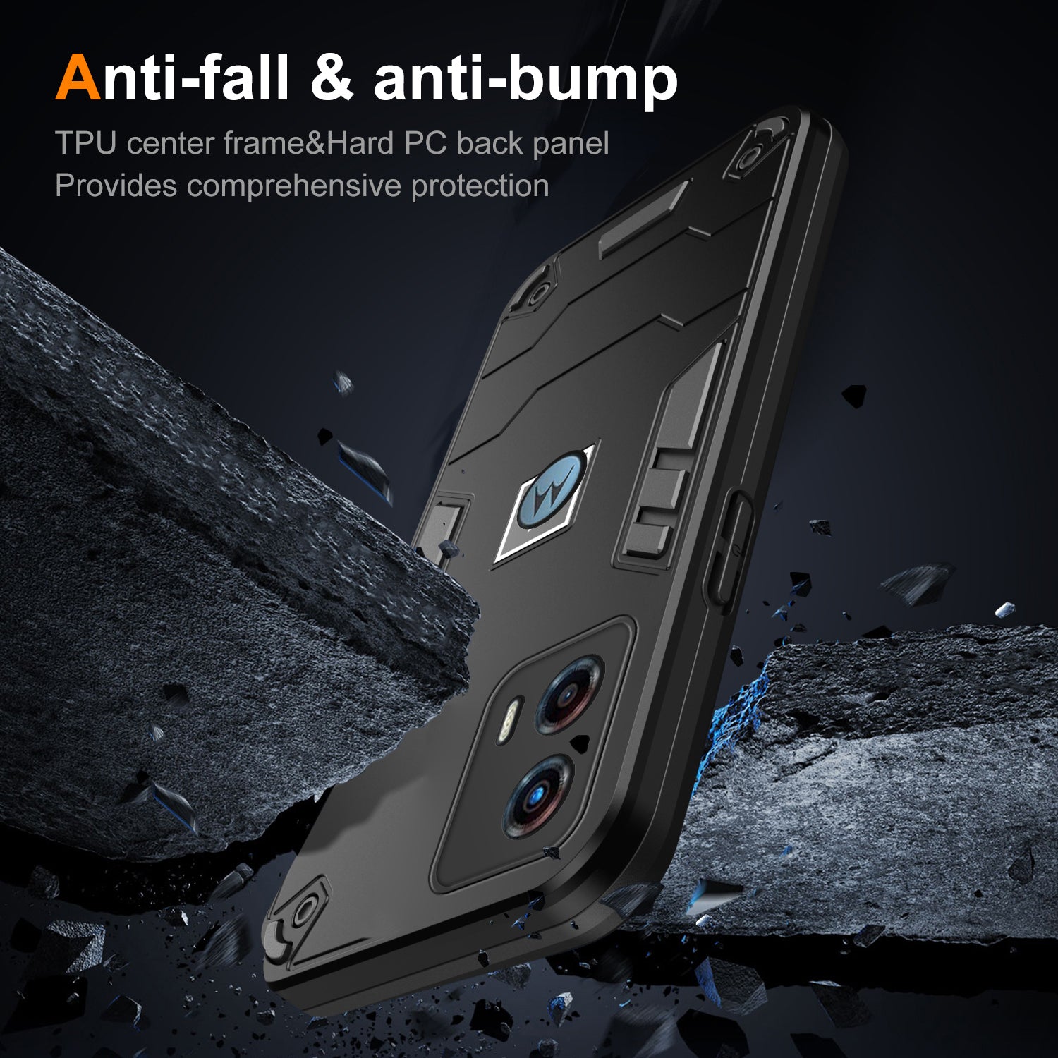 For Motorola Moto G 5G (2023) Phone Case Soft TPU Hard PC Dual Layer Protective Cover - Black
