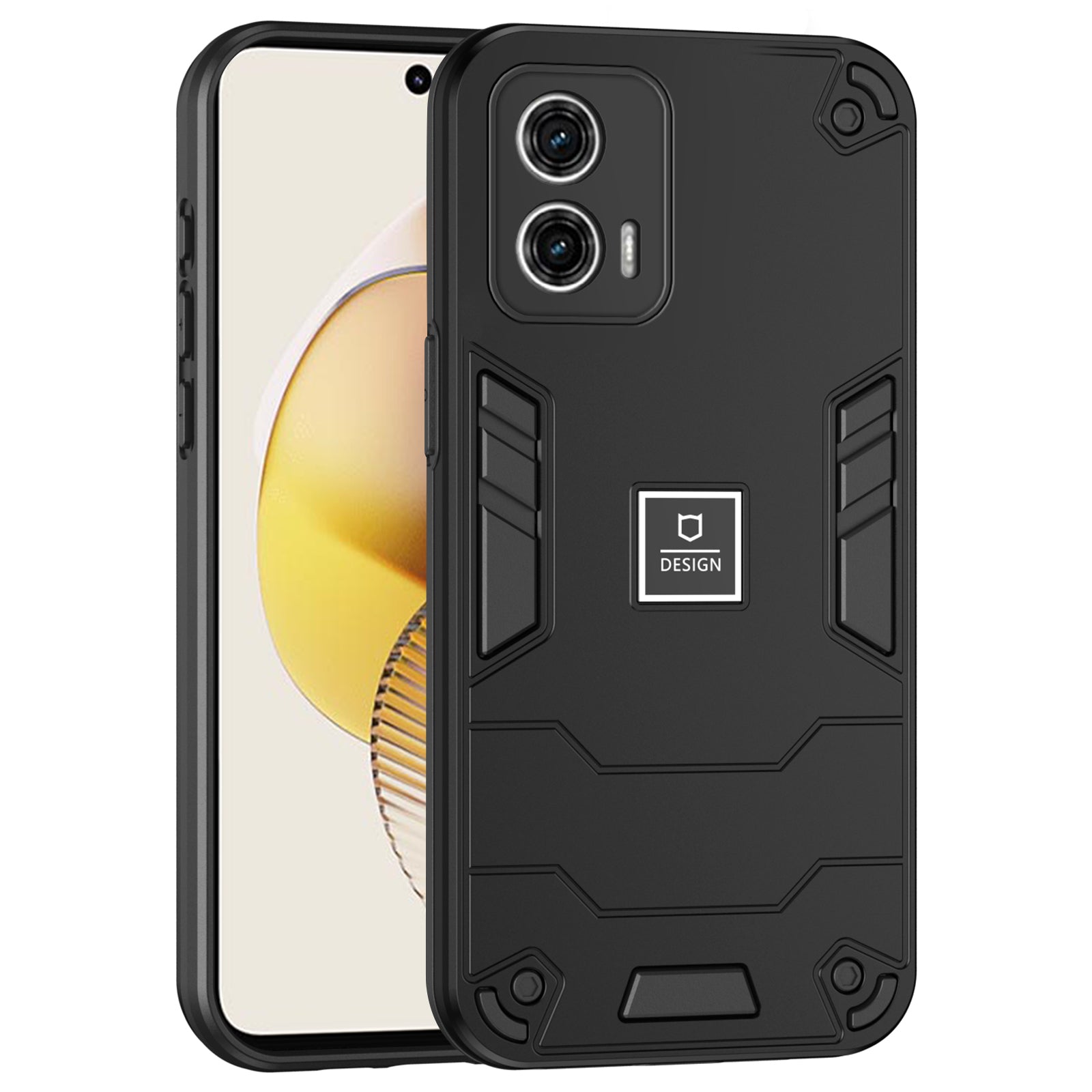 For Motorola Moto G73 5G Case 2 in 1 Rugged Hard PC Soft TPU Phone Cover - Navy Blue