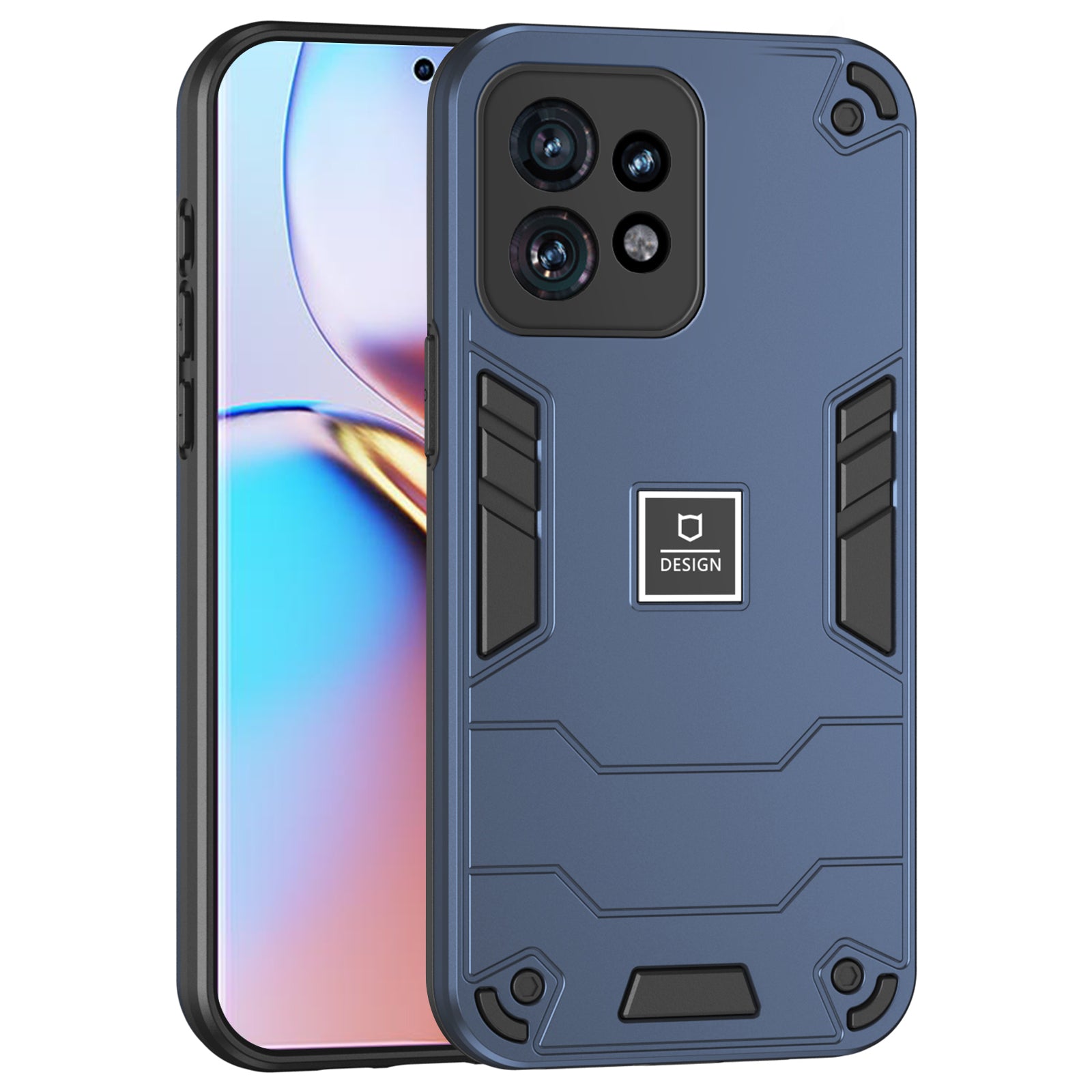 For Motorola Edge 40 Pro 5G / Moto X40 5G Case Hard PC Soft TPU Drop Protective Phone Cover - Navy Blue