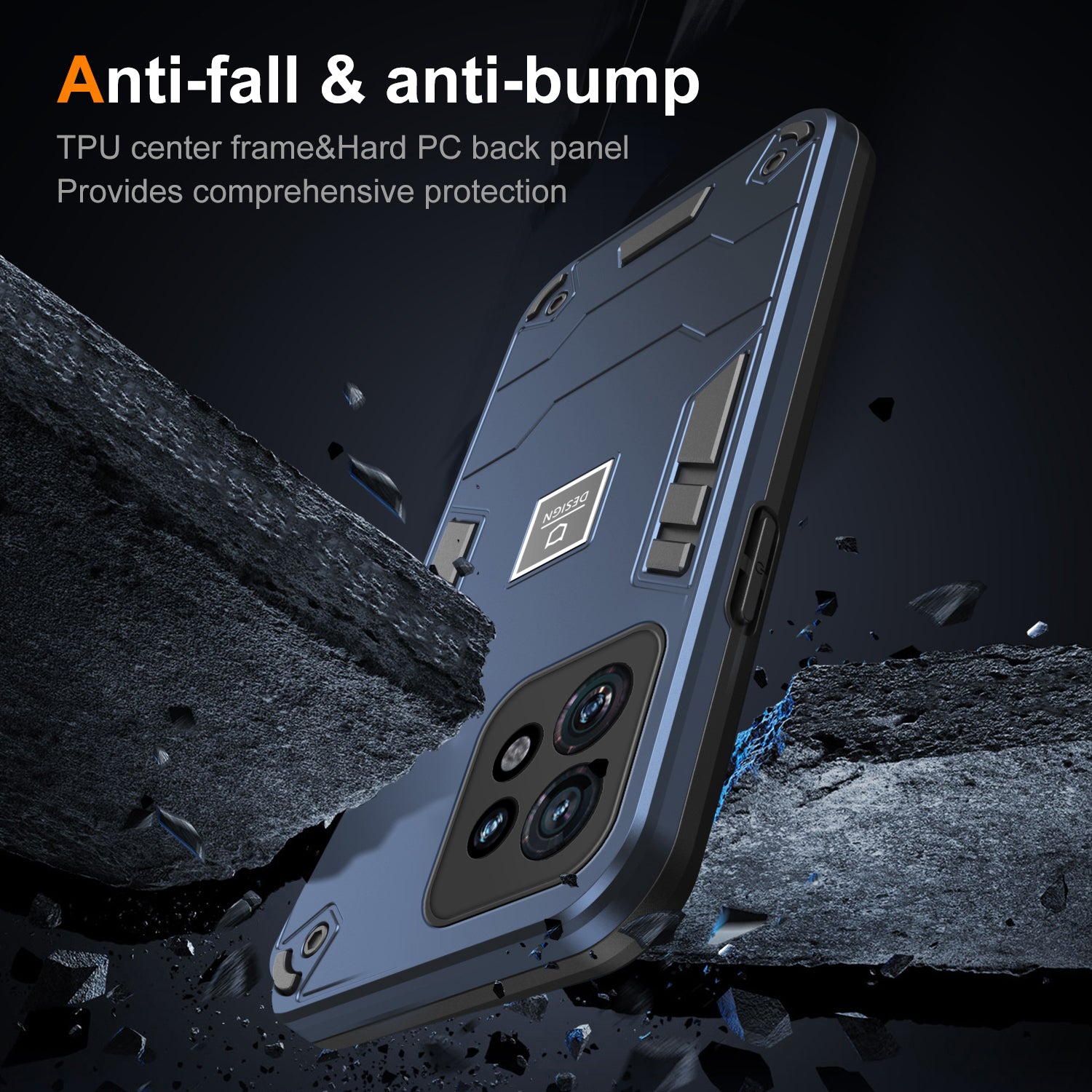 For Motorola Edge 40 Pro 5G / Moto X40 5G Case Hard PC Soft TPU Drop Protective Phone Cover - Navy Blue