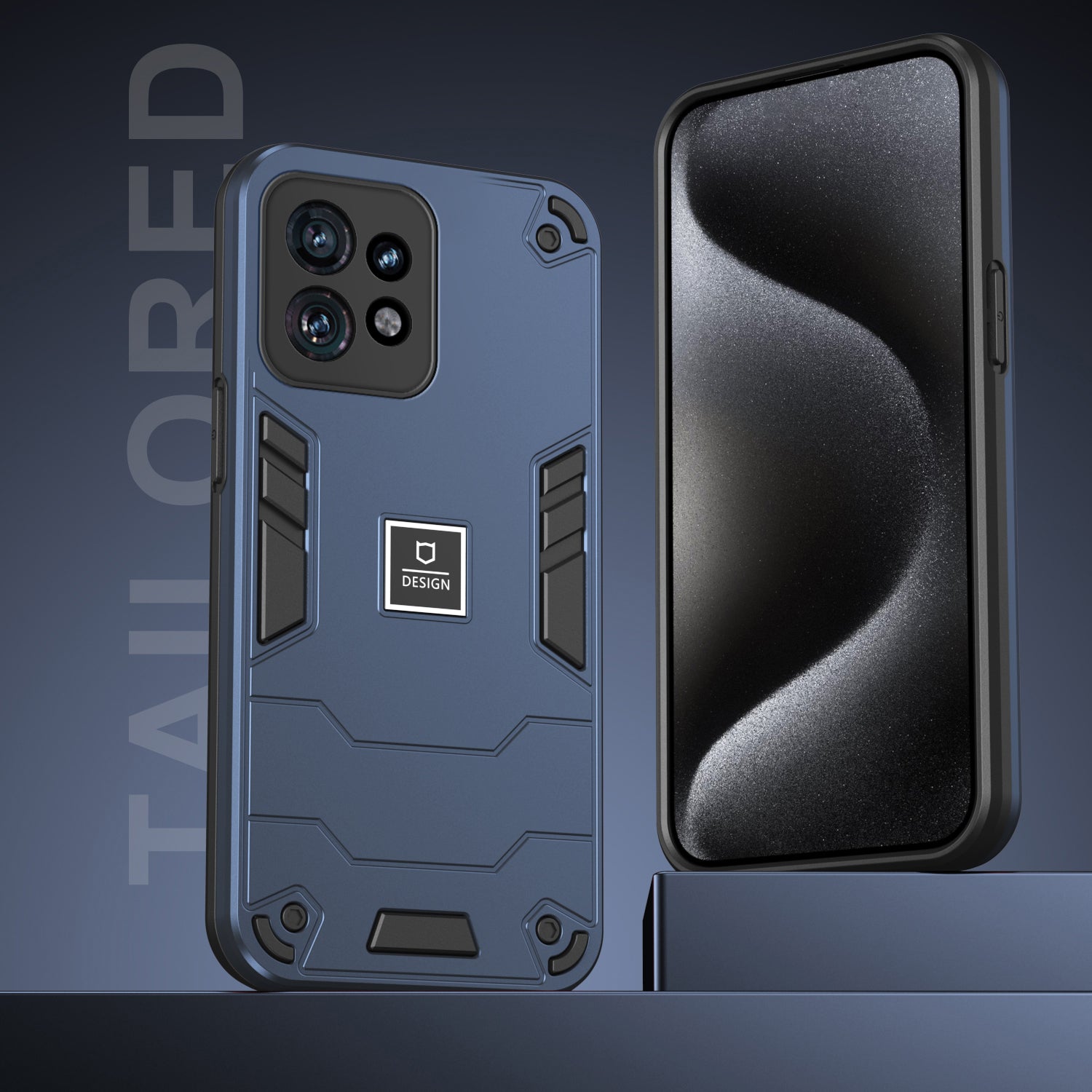 For Motorola Edge 40 Pro 5G / Moto X40 5G Case Hard PC Soft TPU Drop Protective Phone Cover - Navy Blue