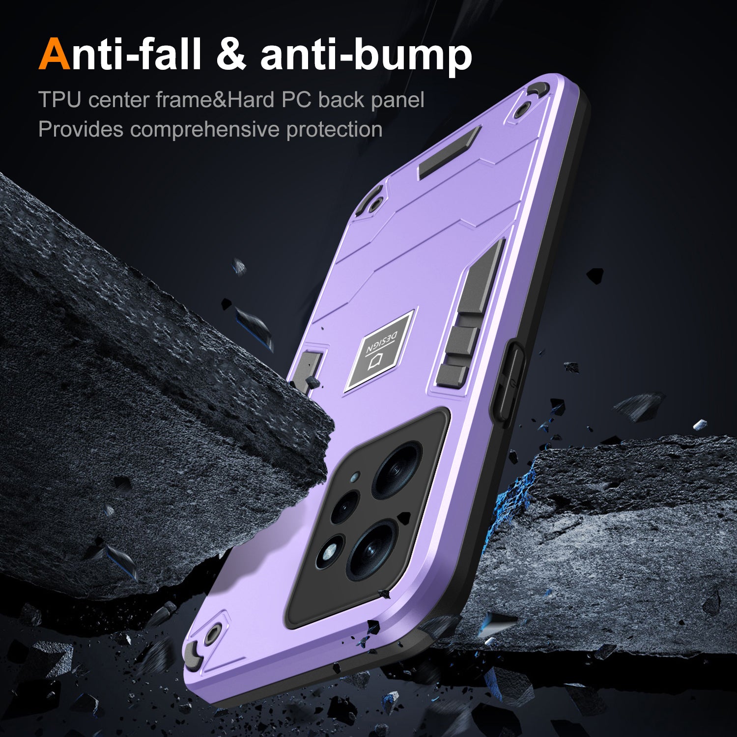For Xiaomi Redmi Note 12 4G Case 2 in 1 Shockproof Phone Cover Oil-proof - Purple