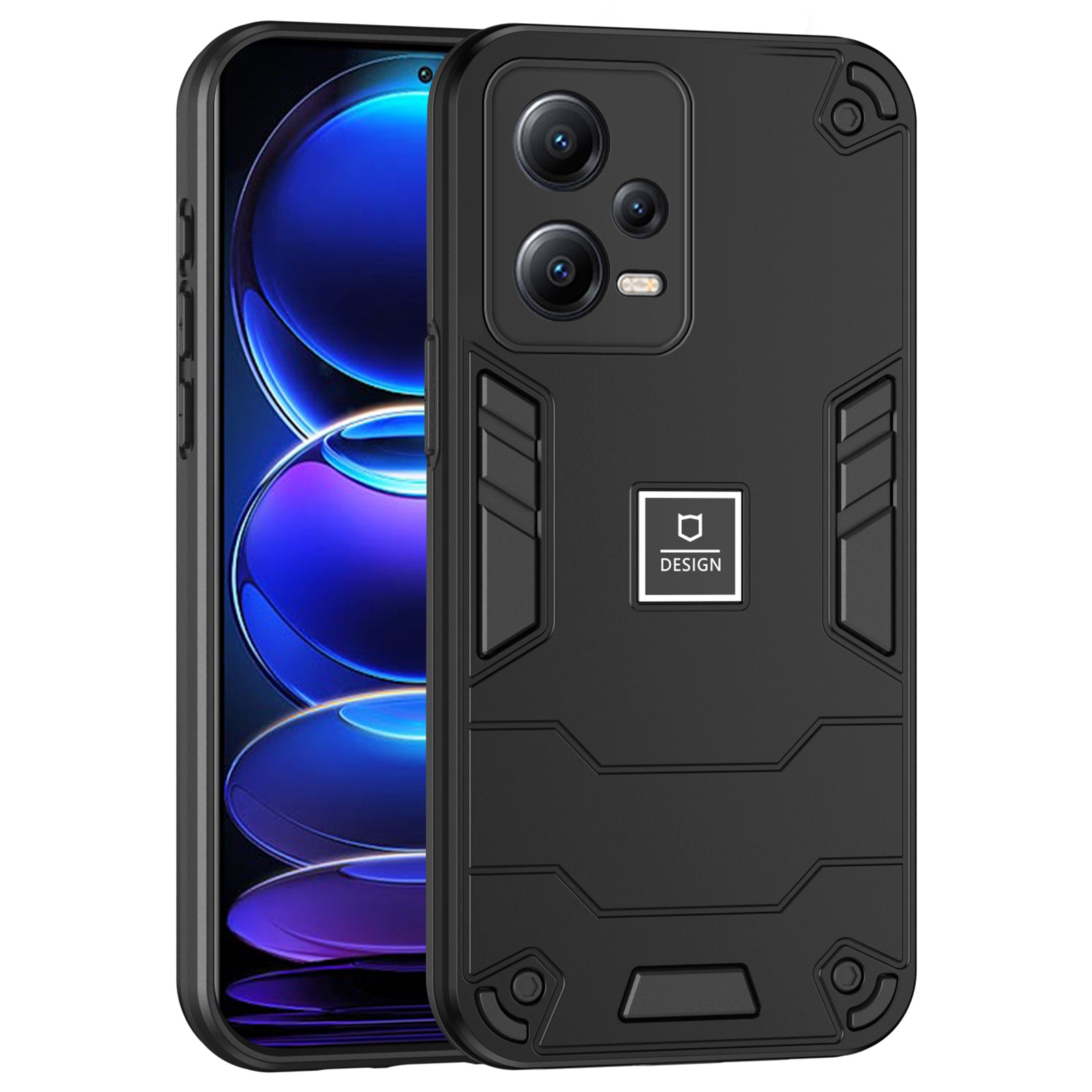 For Xiaomi Redmi Note 12 Pro+ 5G Phone Case Drop Protection Cover PC+TPU 2 in 1 - Black