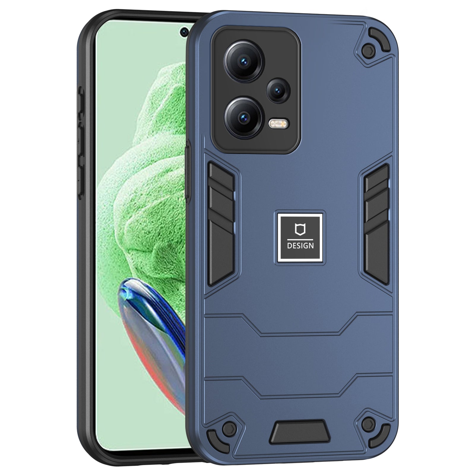 For Xiaomi Redmi Note 12 5G (India) / Poco X5 5G Case PC+TPU Phone Cover - Navy Blue