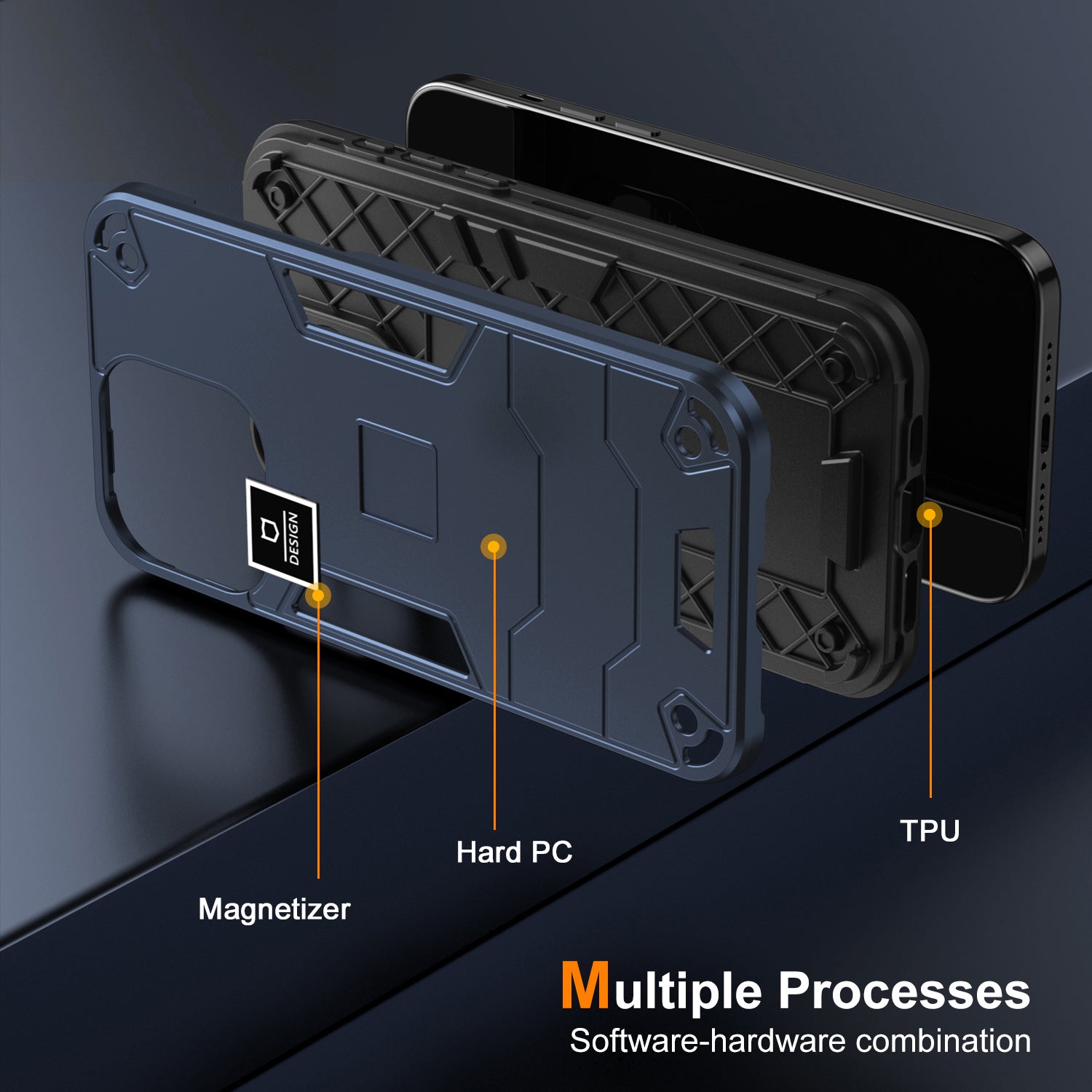 For Xiaomi Redmi Note 12 5G (India) / Poco X5 5G Case PC+TPU Phone Cover - Navy Blue