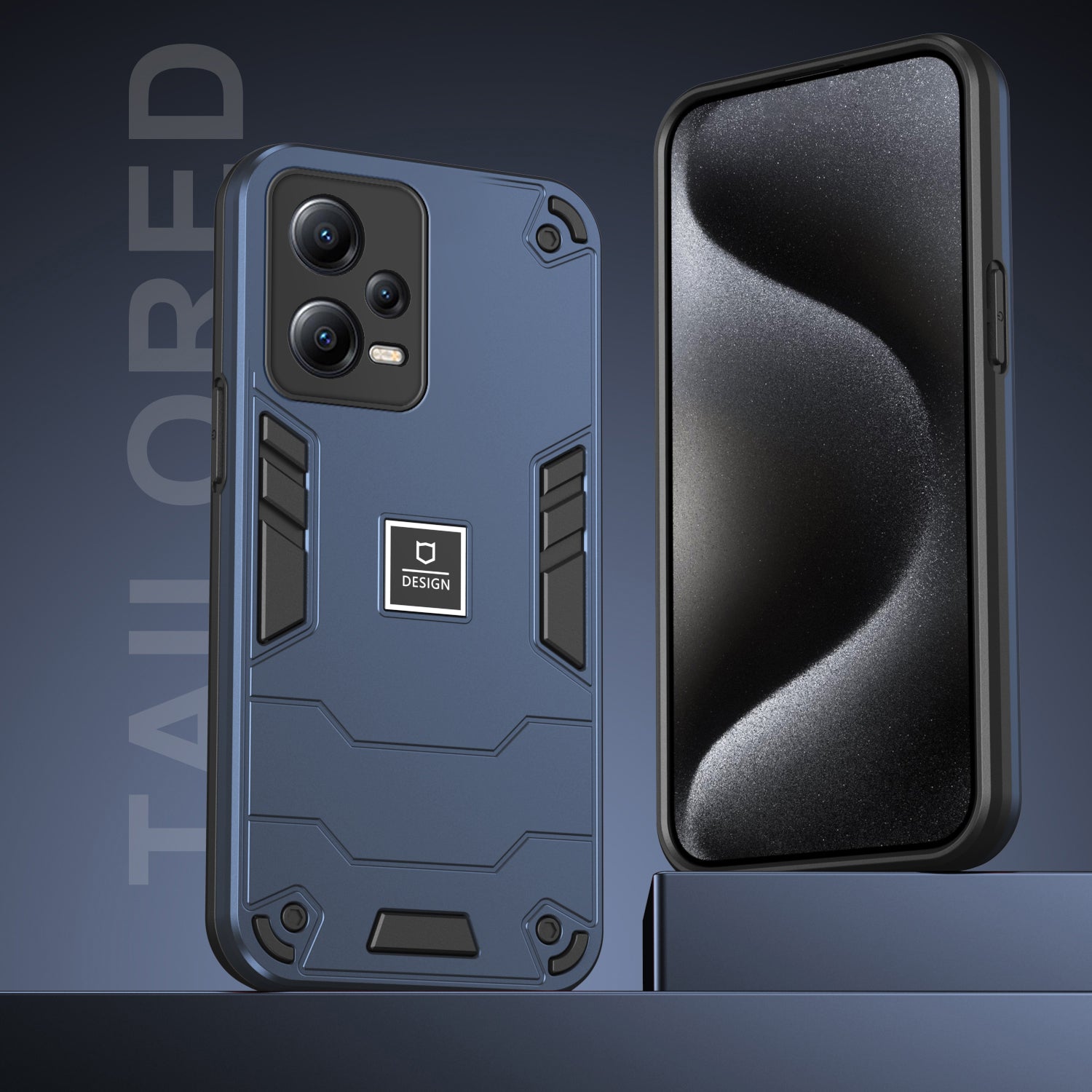 For Xiaomi Redmi Note 12 5G (India) / Poco X5 5G Case PC+TPU Phone Cover - Navy Blue