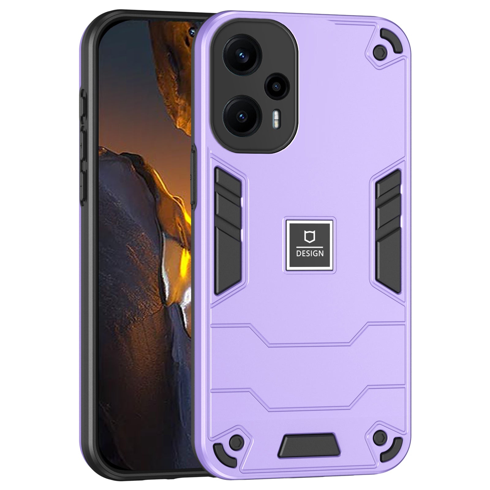 For Xiaomi Poco F5 5G / Redmi Note 12 Turbo Case Drop Protection PC+TPU Phone Cover - Purple