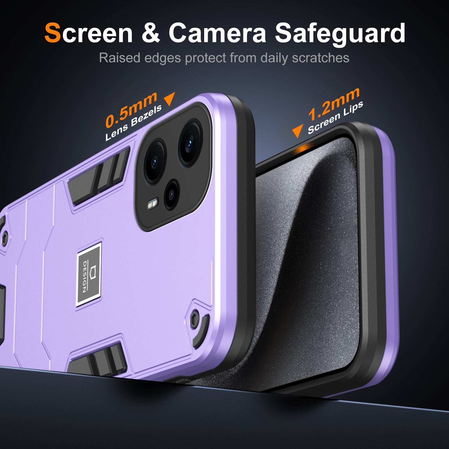 For Xiaomi Poco F5 5G / Redmi Note 12 Turbo Case Drop Protection PC+TPU Phone Cover - Purple