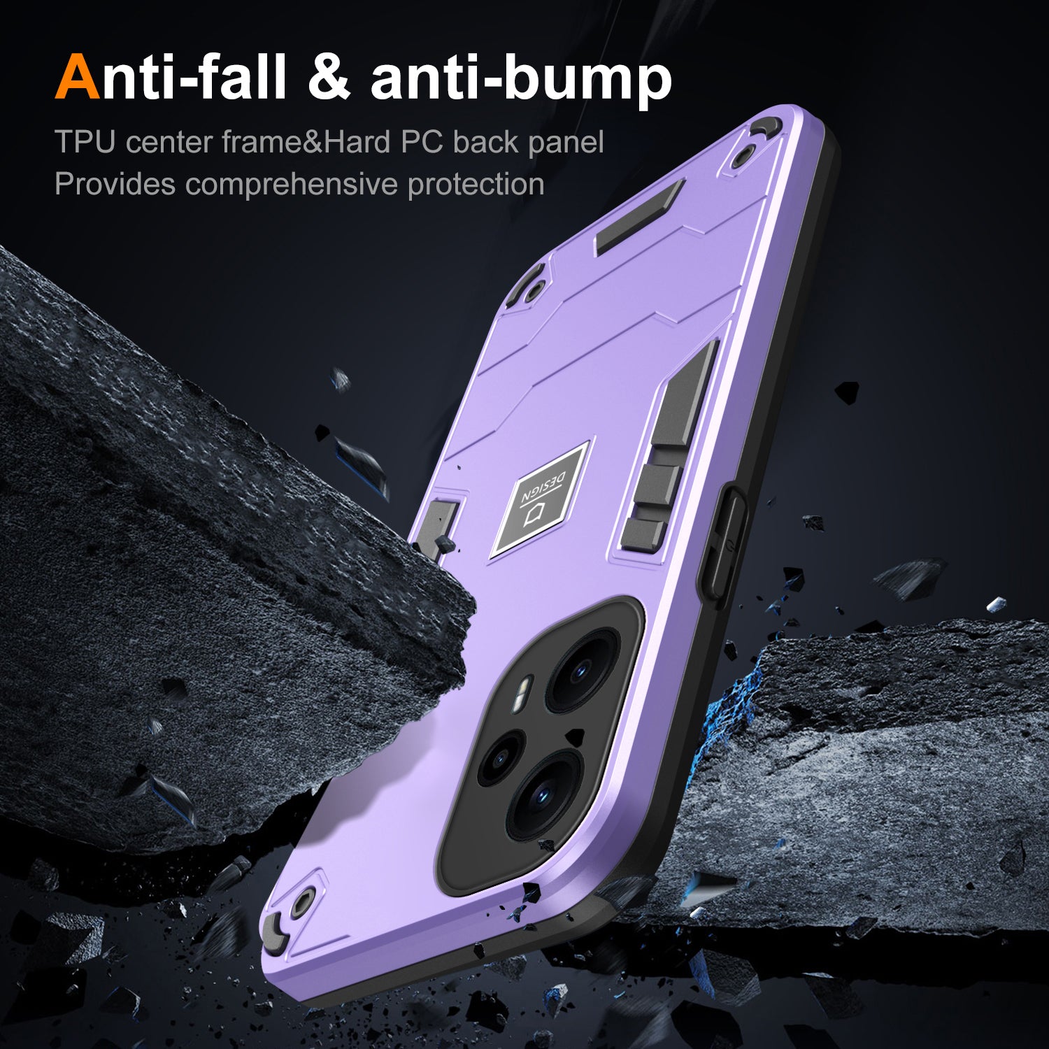 For Xiaomi Poco F5 5G / Redmi Note 12 Turbo Case Drop Protection PC+TPU Phone Cover - Purple