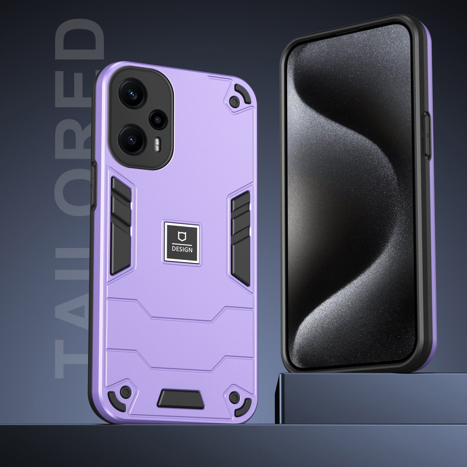 For Xiaomi Poco F5 5G / Redmi Note 12 Turbo Case Drop Protection PC+TPU Phone Cover - Purple