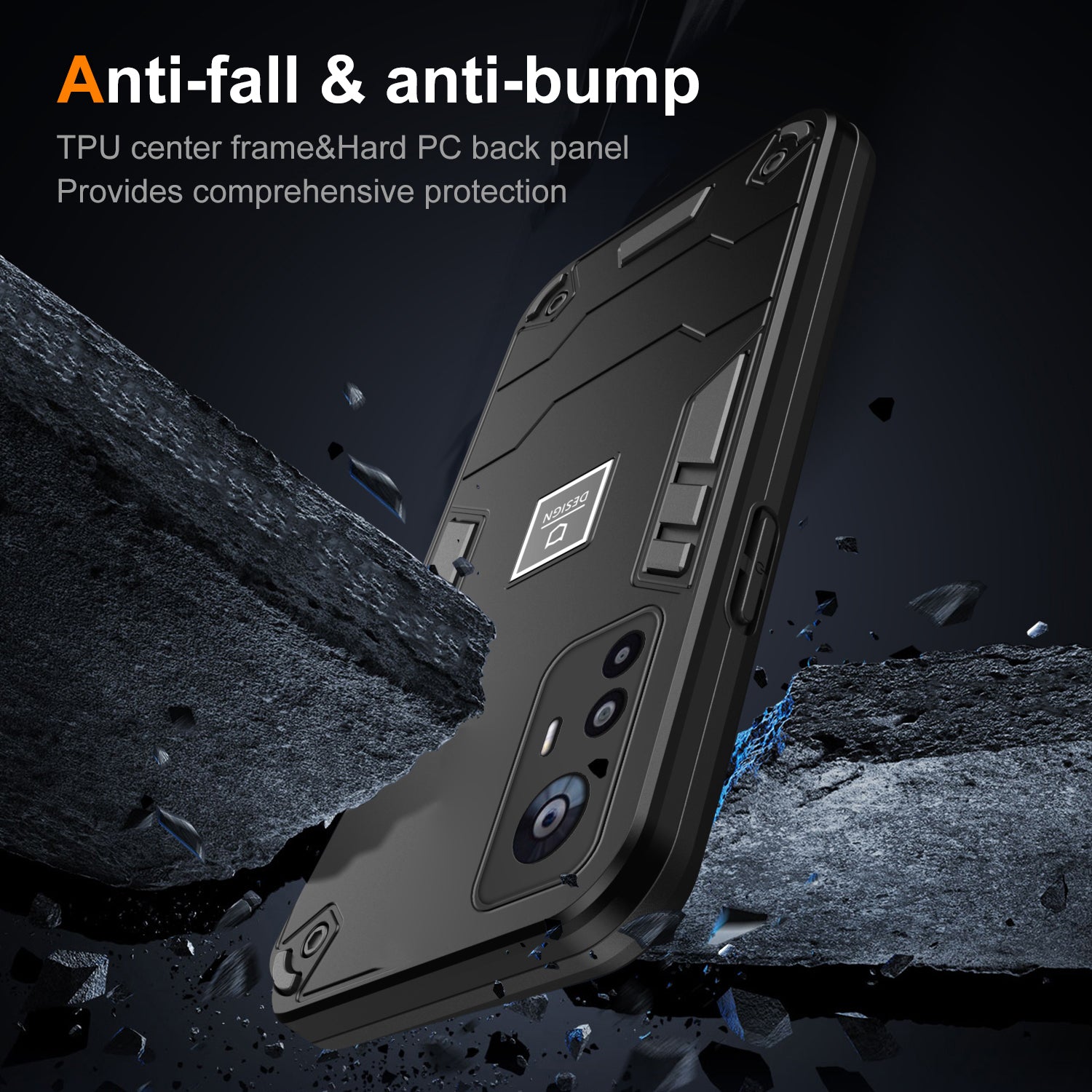 For Xiaomi 12T 5G / 12T Pro 5G / Redmi K50 Ultra Case PC+TPU Anti-Scratch Phone Cover - Black