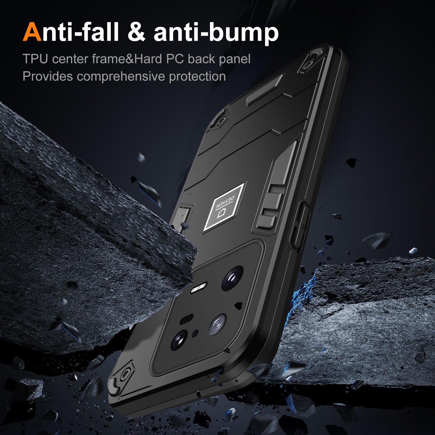 For Xiaomi 13 Pro 5G Phone Case Soft TPU Edge PC Back Protective Cover  - Black