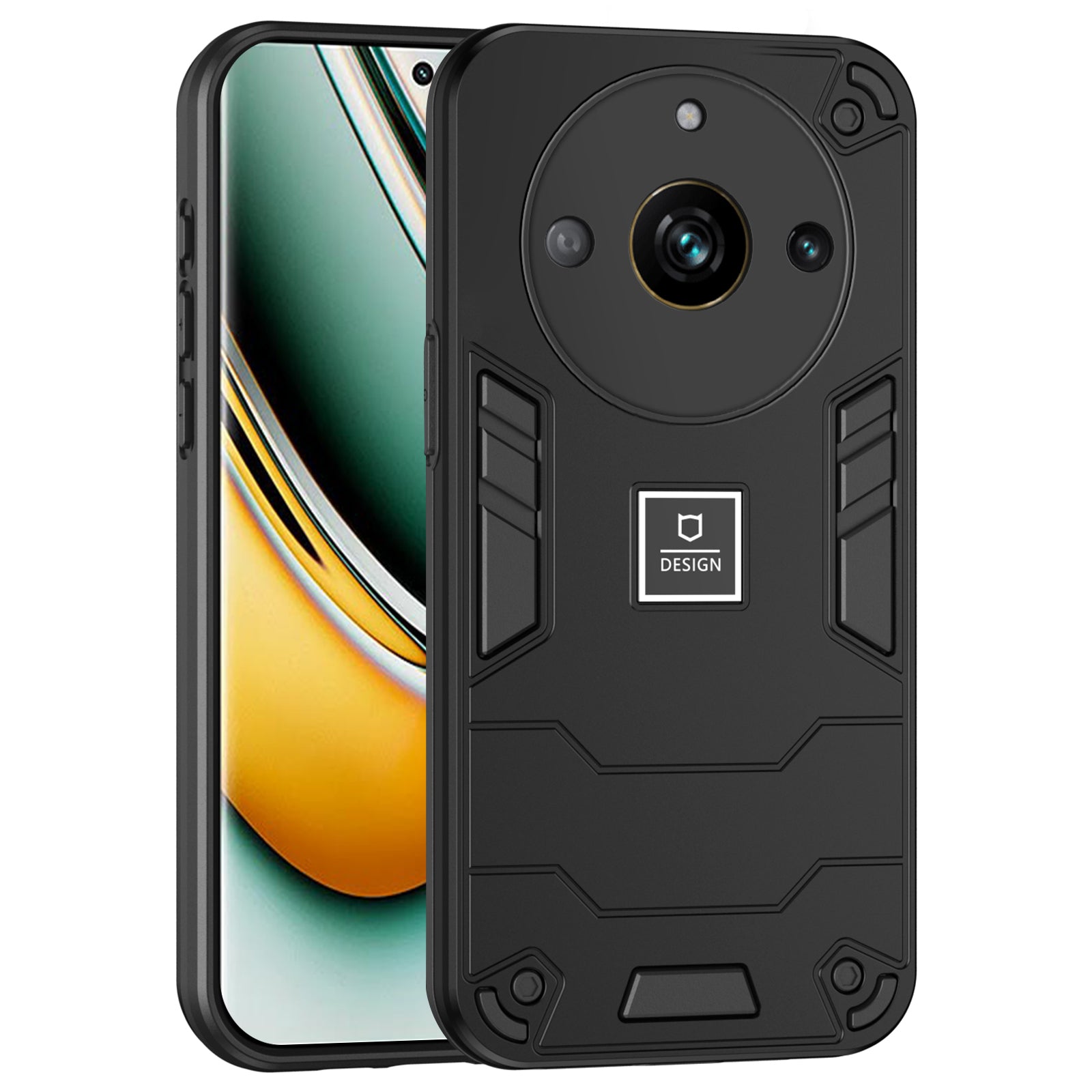 For Realme Narzo 60 Pro 5G / 11 Pro 5G / 11 Pro+ 5G Case PC+TPU Shockproof Defender Phone Cover  - Black