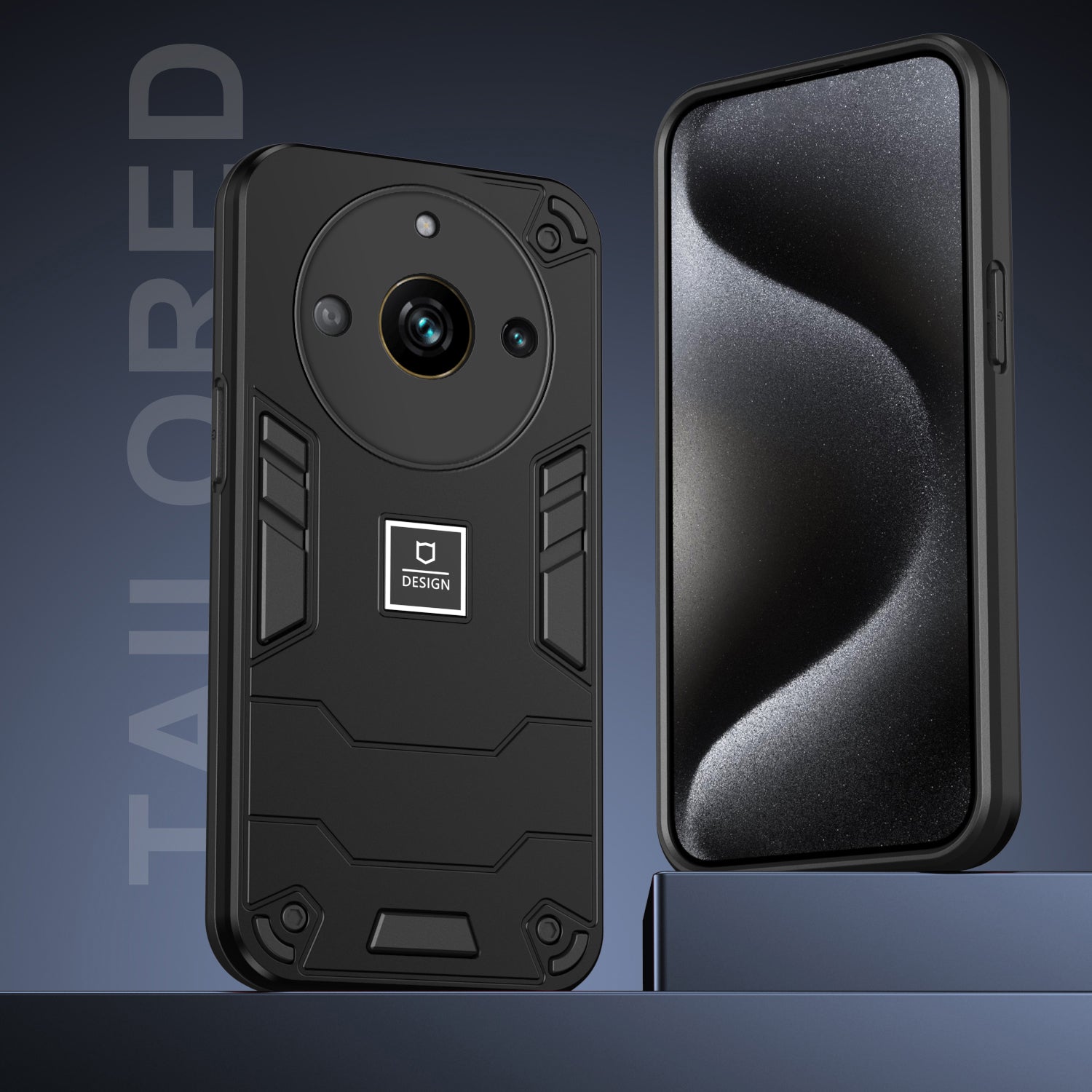 For Realme Narzo 60 Pro 5G / 11 Pro 5G / 11 Pro+ 5G Case PC+TPU Shockproof Defender Phone Cover  - Black