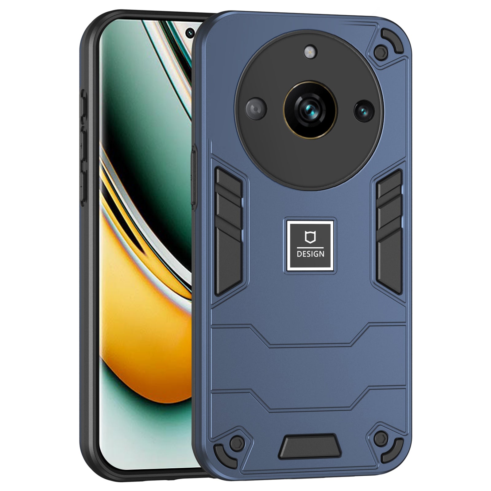 For Realme Narzo 60 Pro 5G / 11 Pro 5G / 11 Pro+ 5G Case PC+TPU Shockproof Defender Phone Cover  - Black