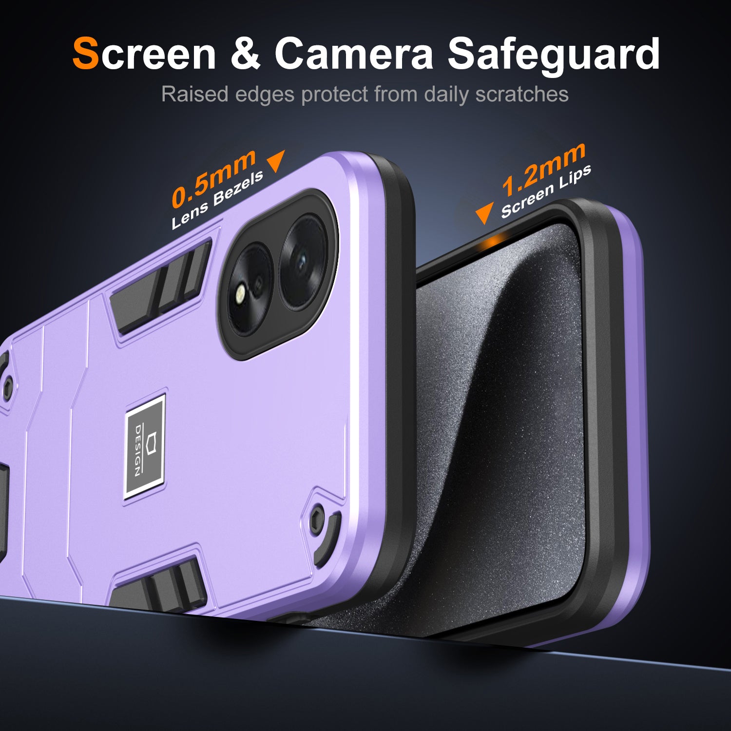 For Oppo A38 4G / A18 4G PC+TPU Case Dual-Layer Design Drop Protection Phone Cover  - Purple