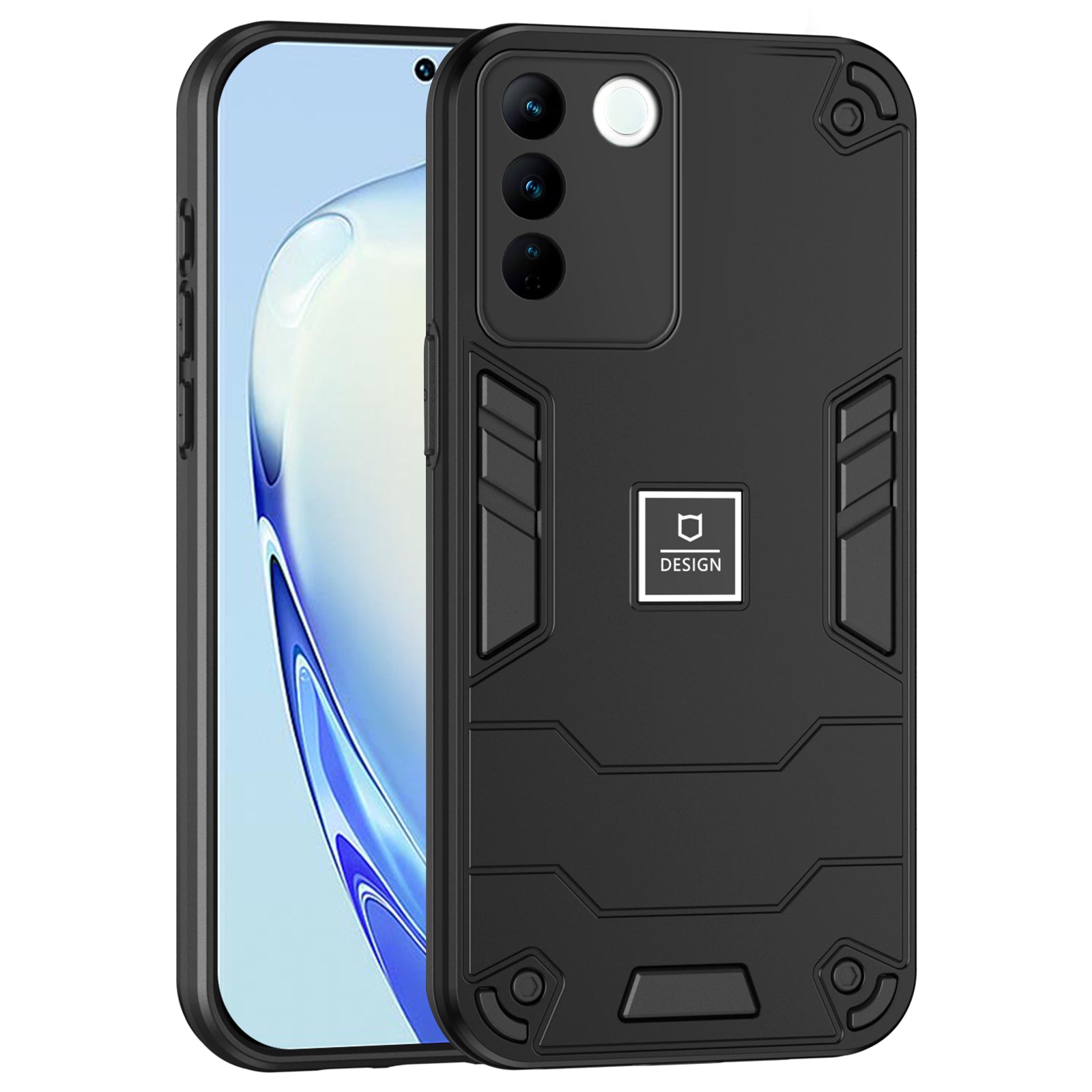 For vivo V27 5G / V27 Pro 5G / S16 / S16 Pro Case Rugged Hard PC+Soft TPU Phone Cover  - Navy Blue